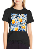 Floral Lemon Print Black T-Shirt product image 1