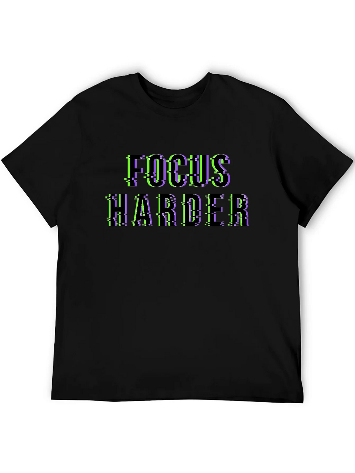 Focus Harder Glitch Black T-Shirt product image 5