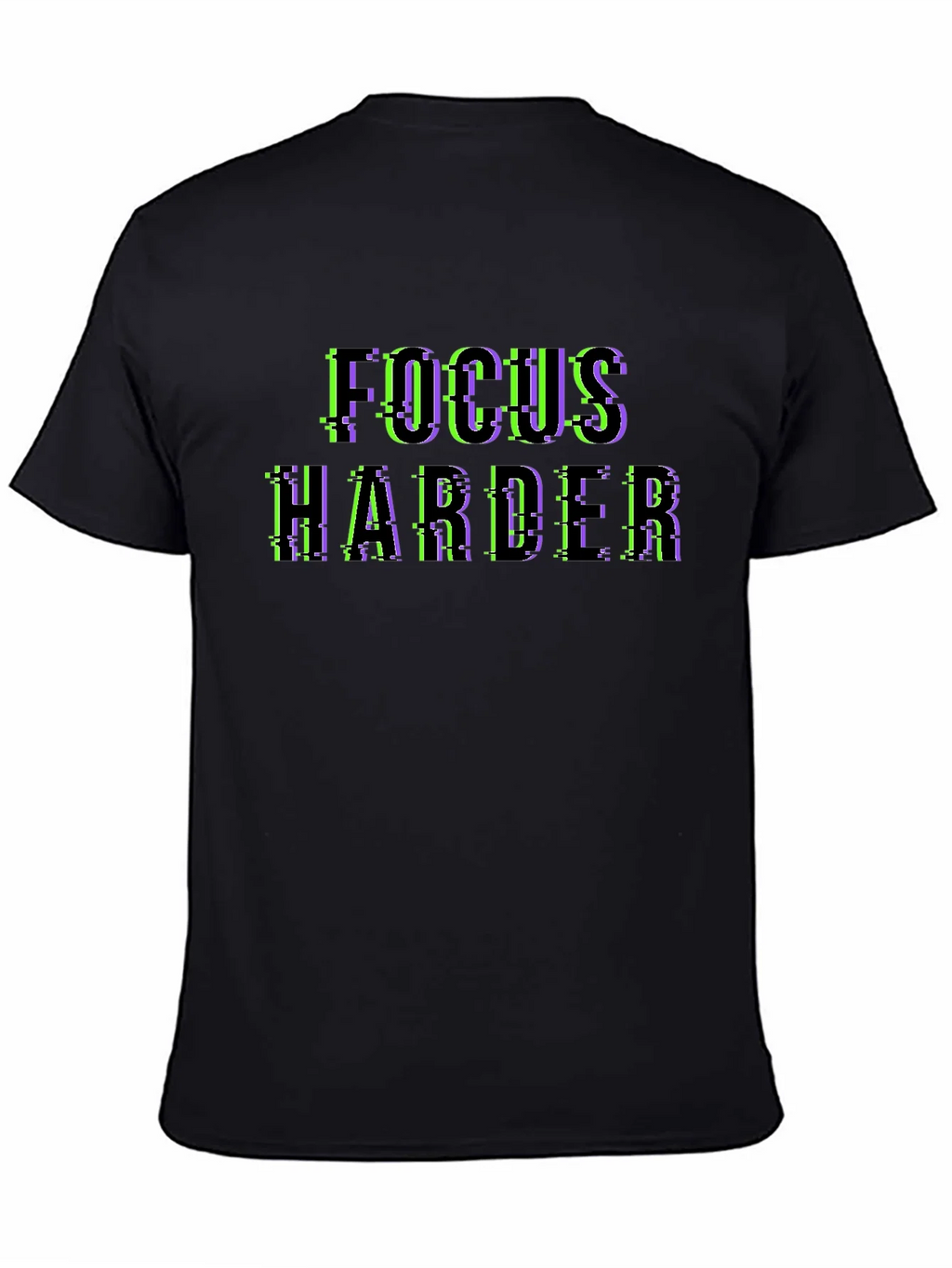 Focus Harder Glitch Black T-Shirt product image 4