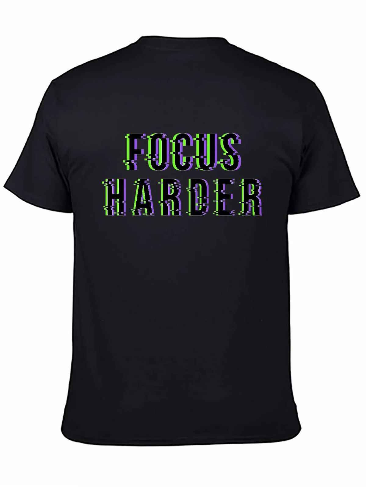 Focus Harder Glitch Black T-Shirt product image 4