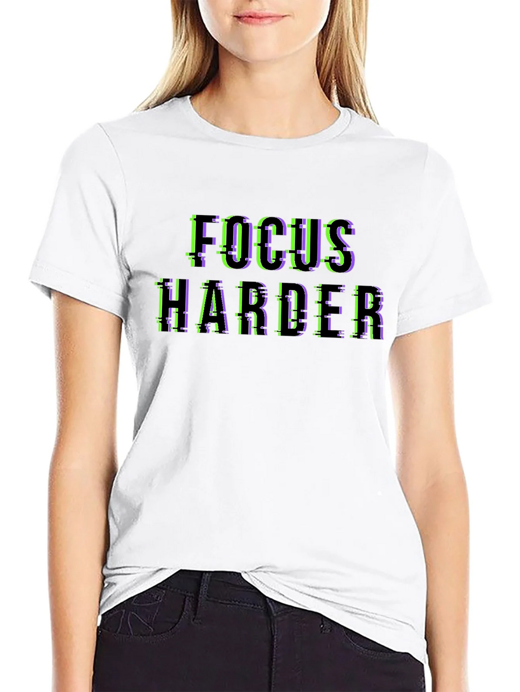 Focus Harder Glitch Black T-Shirt product image 8