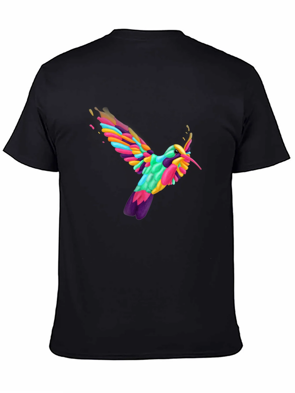 Vibrant Hummingbird Graphic Tee - Black product image 4