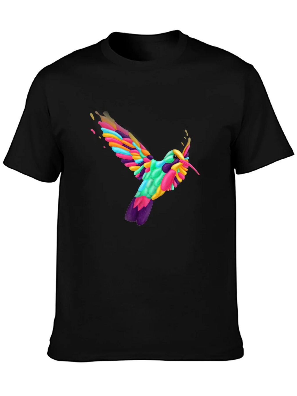 Vibrant Hummingbird Graphic Tee - Black product image 3