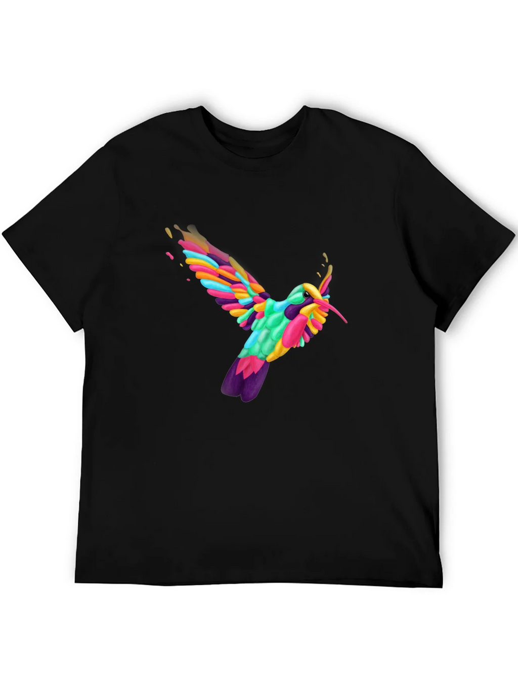 Vibrant Hummingbird Graphic Tee - Black product image 5