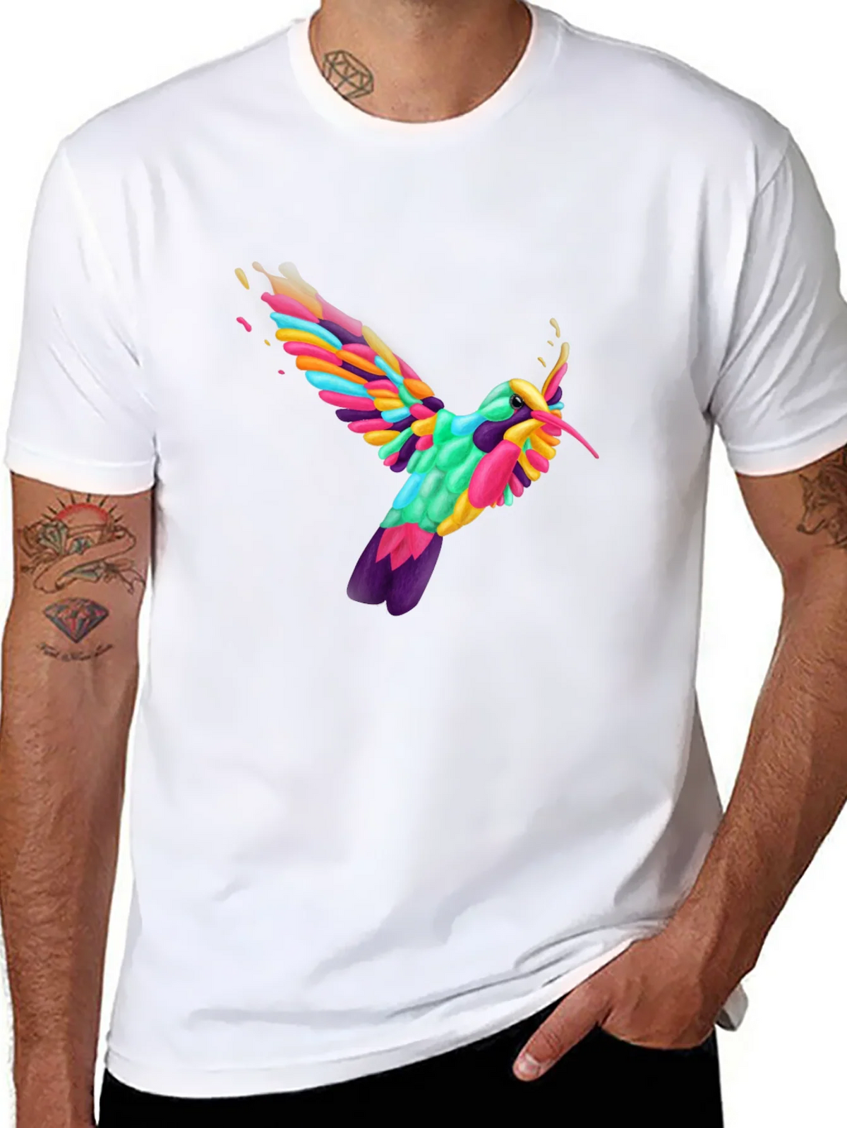 Vibrant Hummingbird Graphic Tee - Black product image 7
