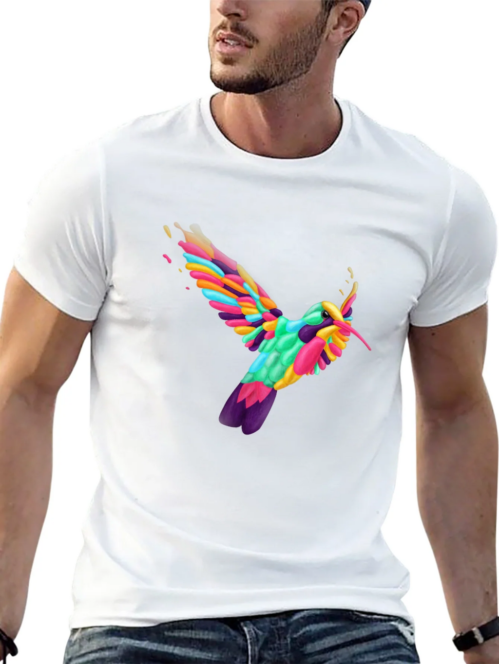 Vibrant Hummingbird Graphic Tee - Black product image 12