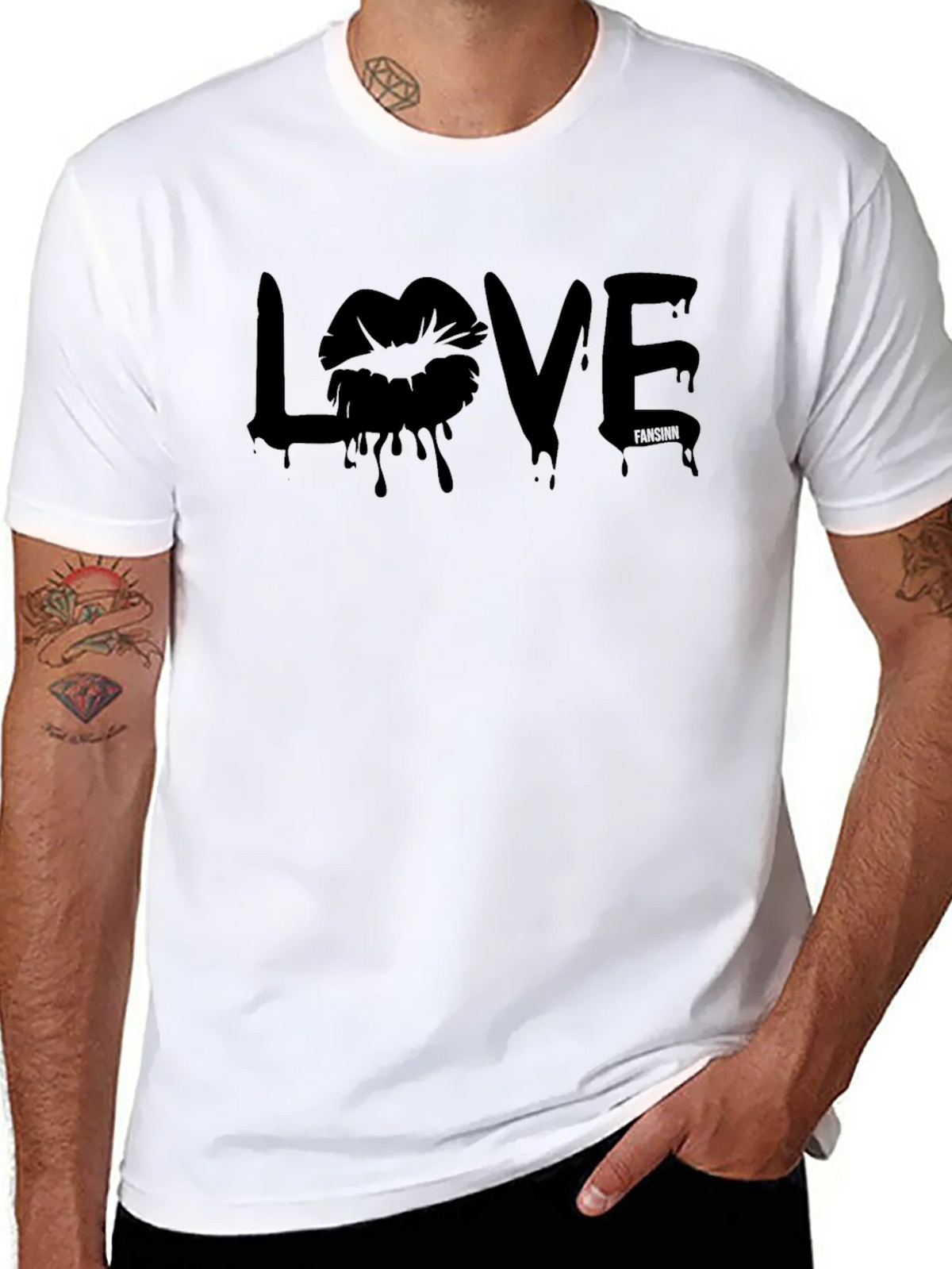 Love Lips Graphic Tee - Black Cotton T-Shirt for Men product image 7