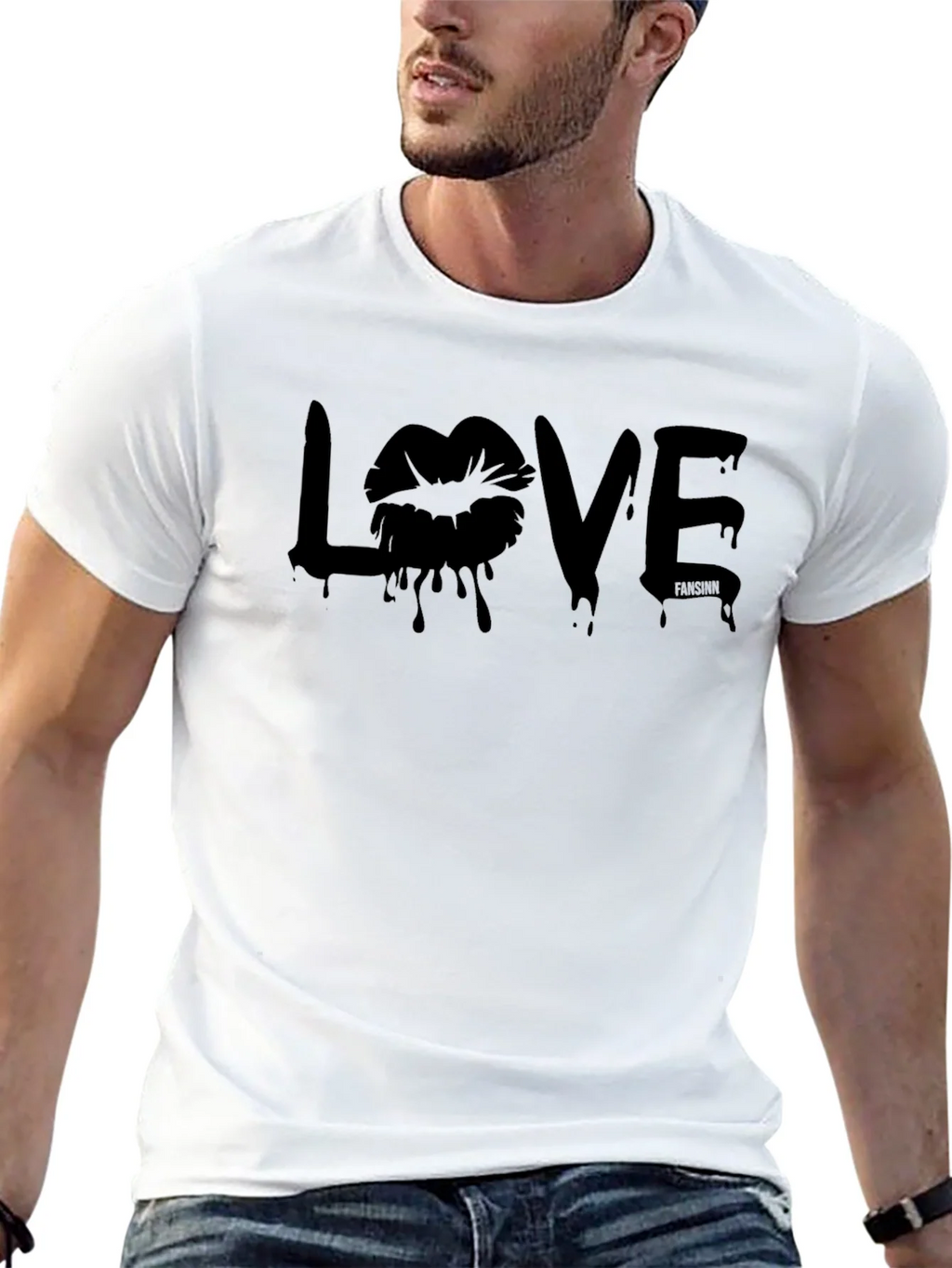 Love Lips Graphic Tee - Black Cotton T-Shirt for Men product image 12
