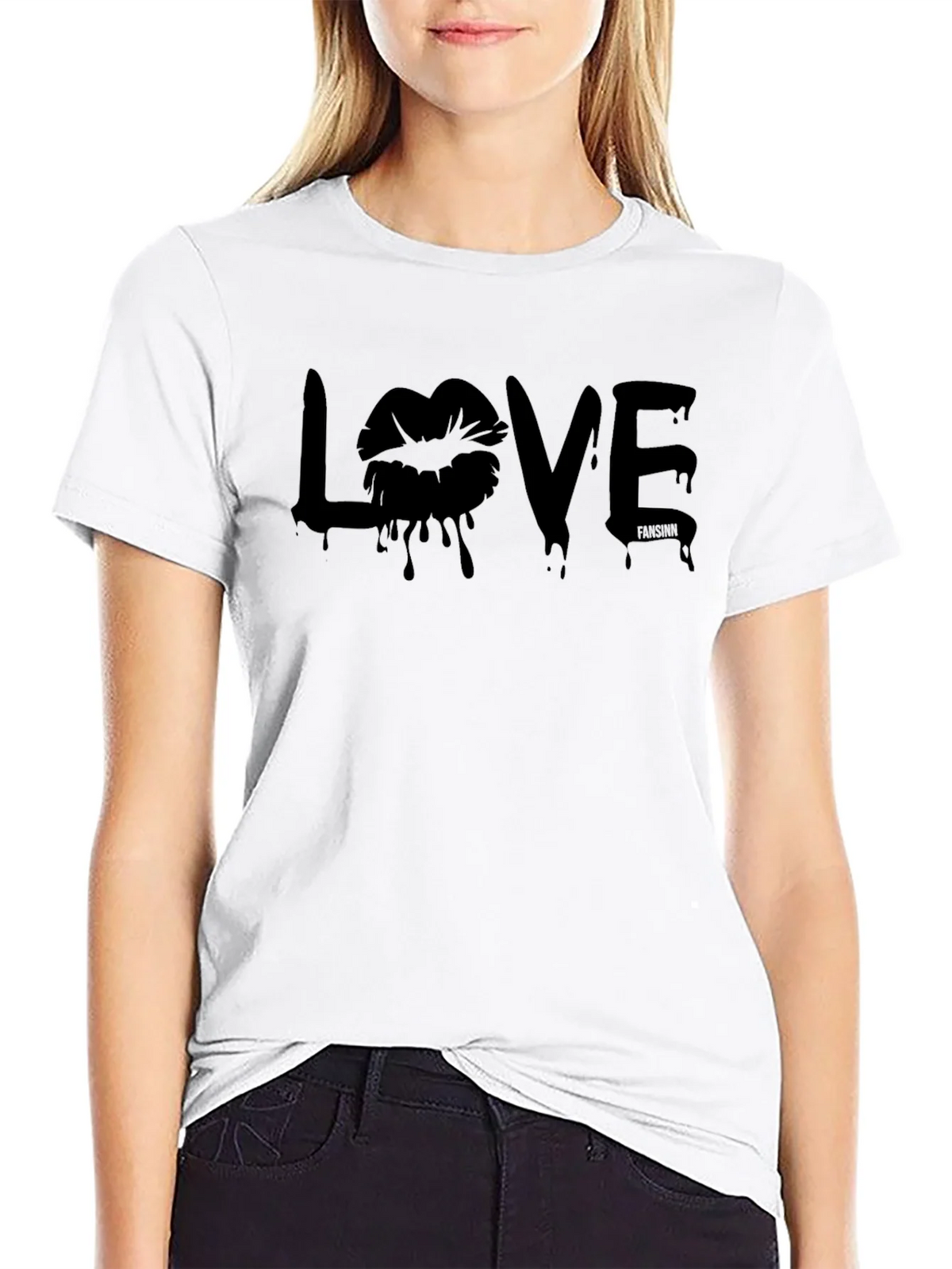 Love Lips Graphic Tee - Black Cotton T-Shirt for Men product image 8