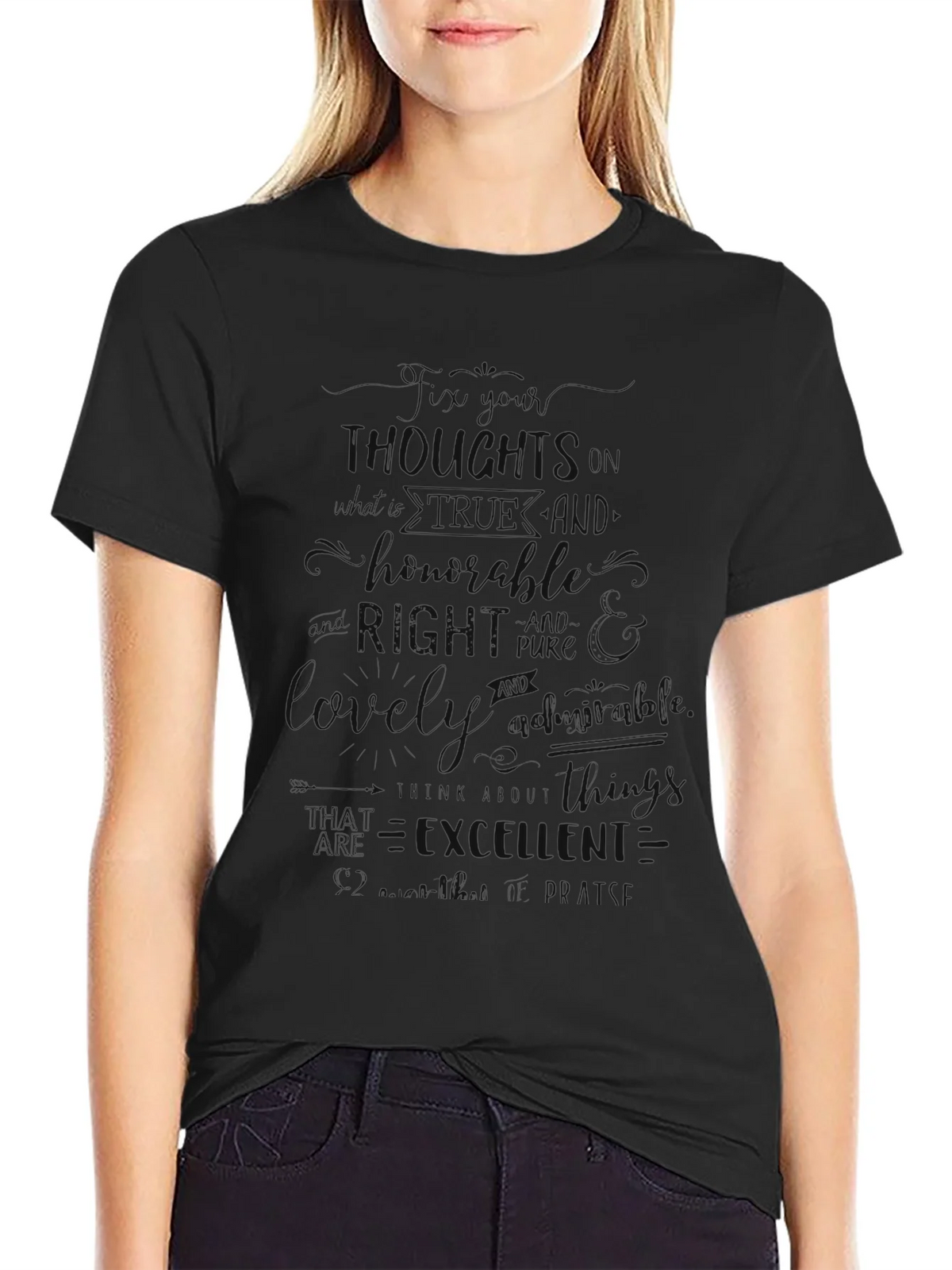 Inspirational Quote Black Crew Neck Tee product image 1