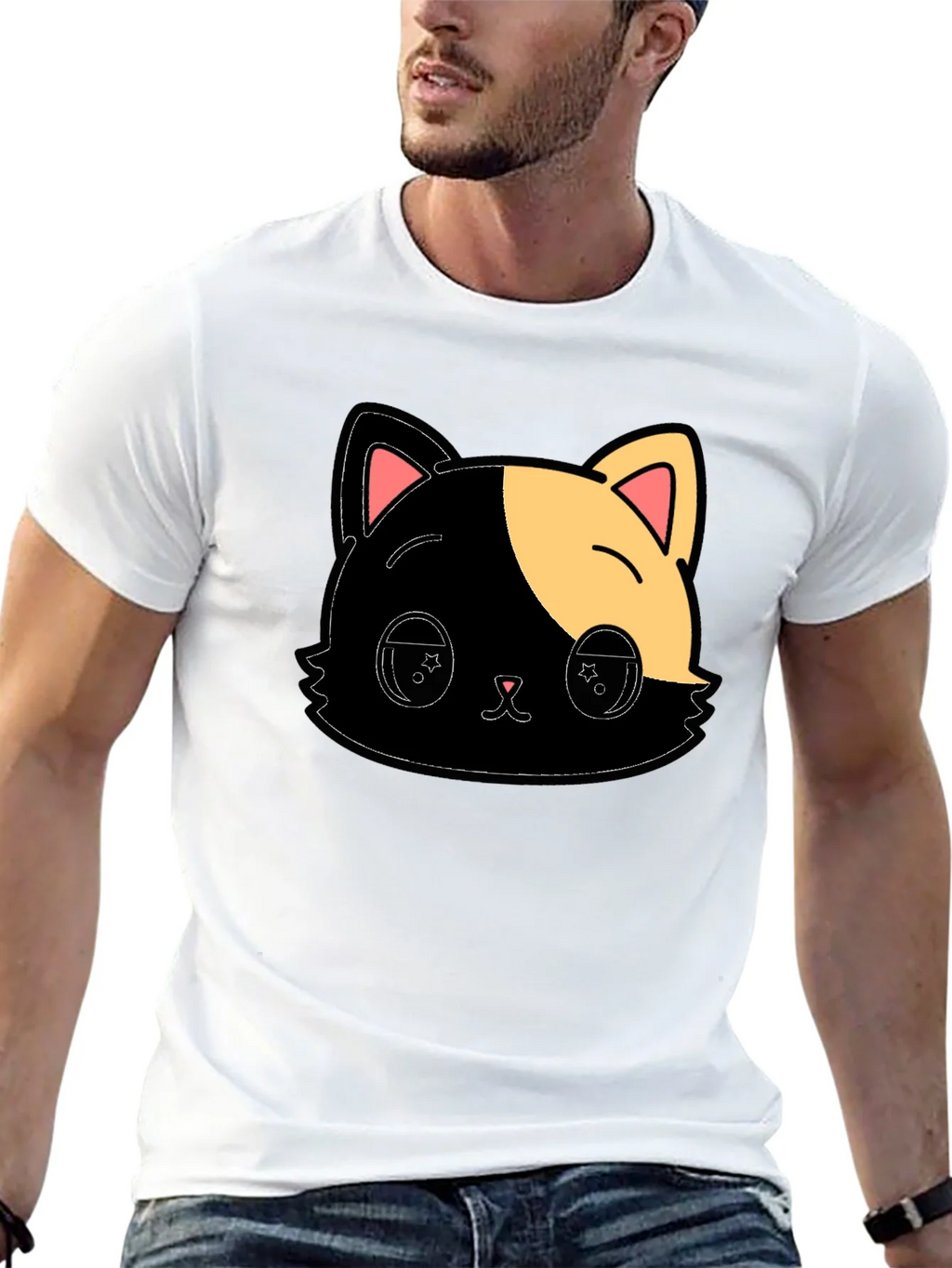 Cute Anime Cat Graphic Black T-Shirt product image 11