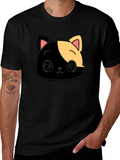 Cute Anime Cat Graphic Black T-Shirt product image 1