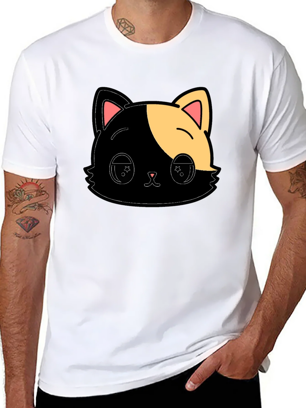 Cute Anime Cat Graphic Black T-Shirt product image 6