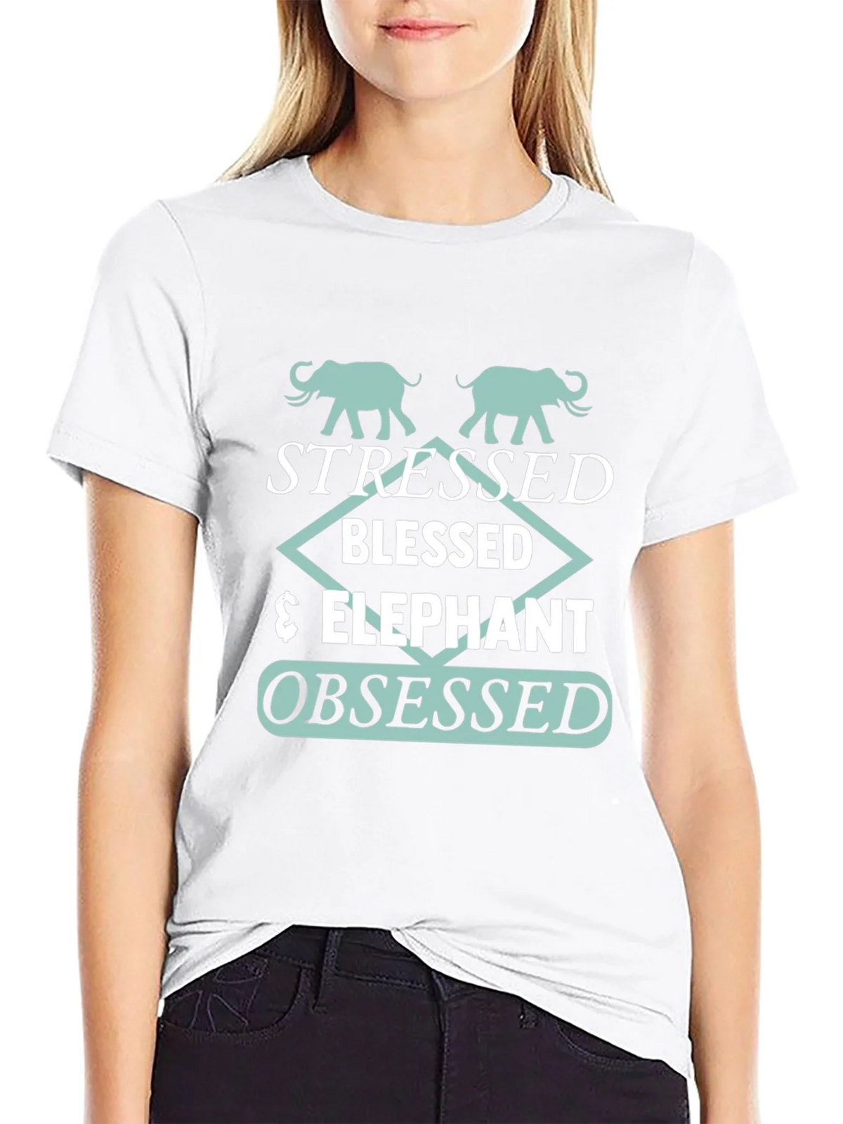 Stressed Blessed Elephant Obsessed Graphic Tee product image 6