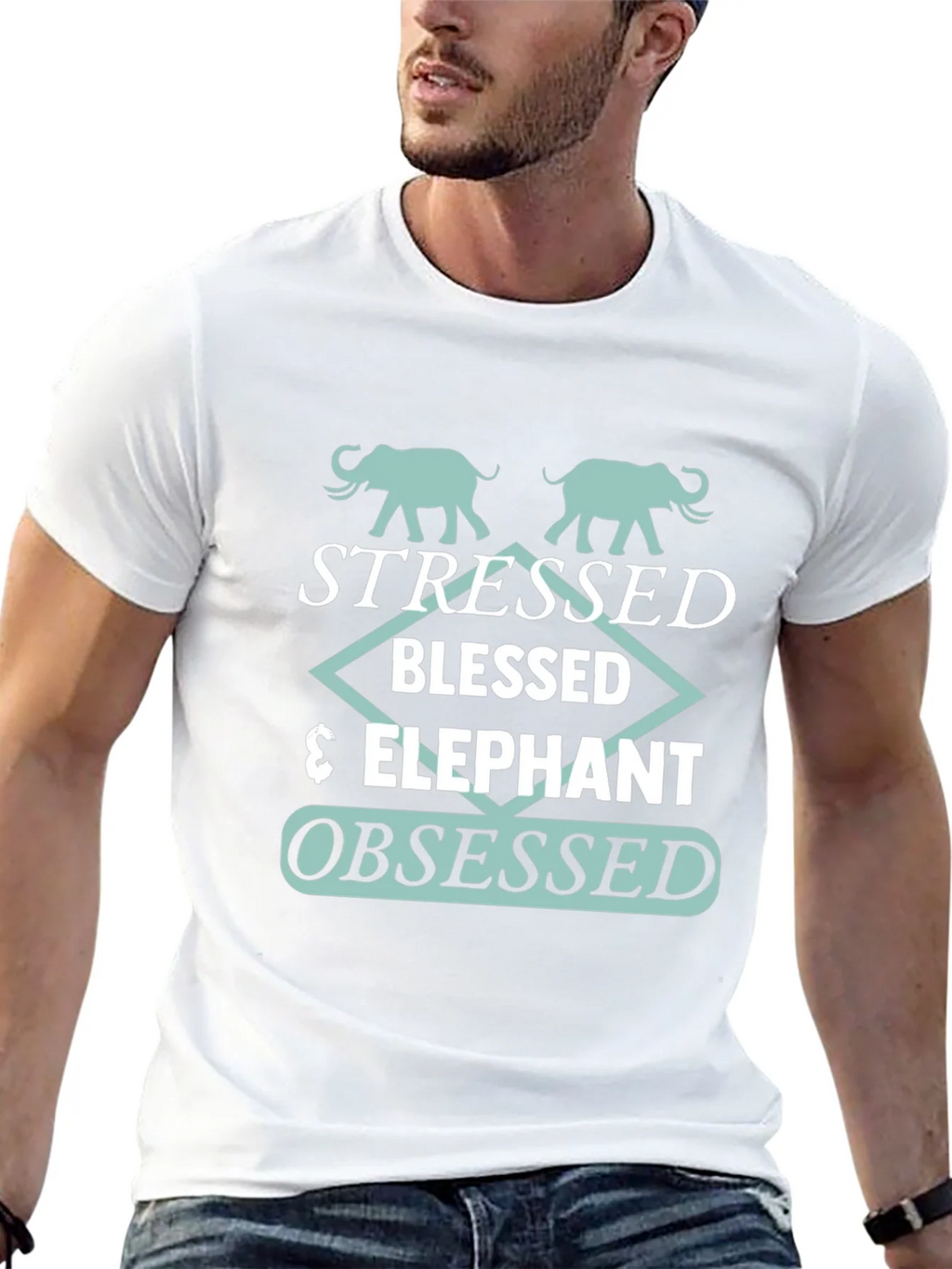 Stressed Blessed Elephant Obsessed Graphic Tee product image 10