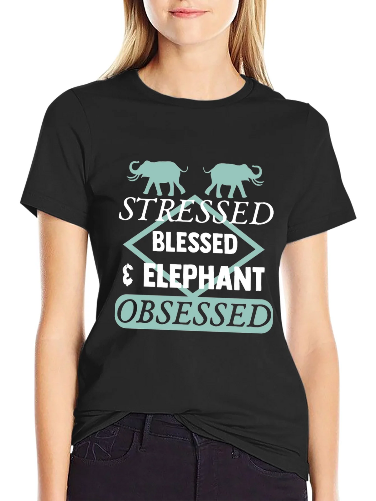 Stressed Blessed Elephant Obsessed Graphic Tee product image 2