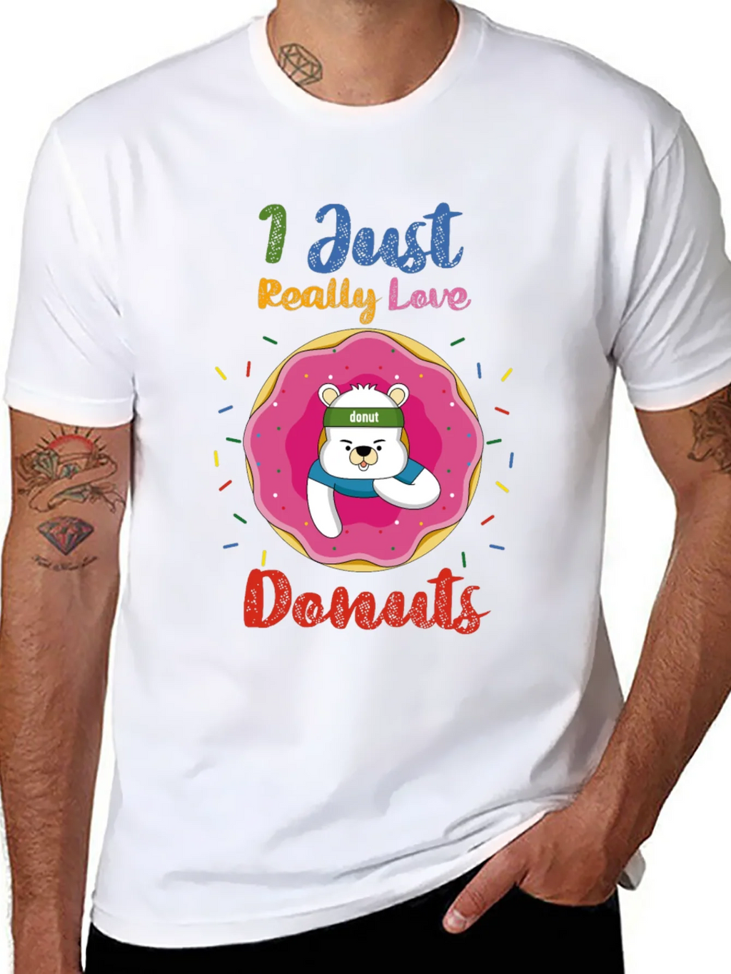 I Just Really Love Donuts Funny Graphic Tee product image 7