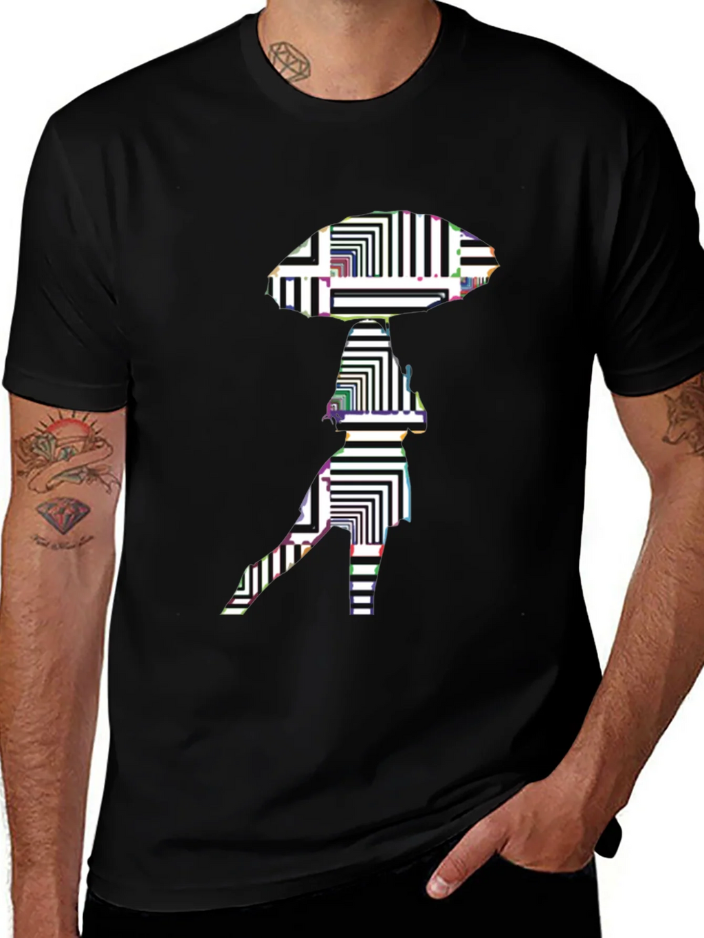 Abstract Alien Graphic Black T-Shirt product image 1