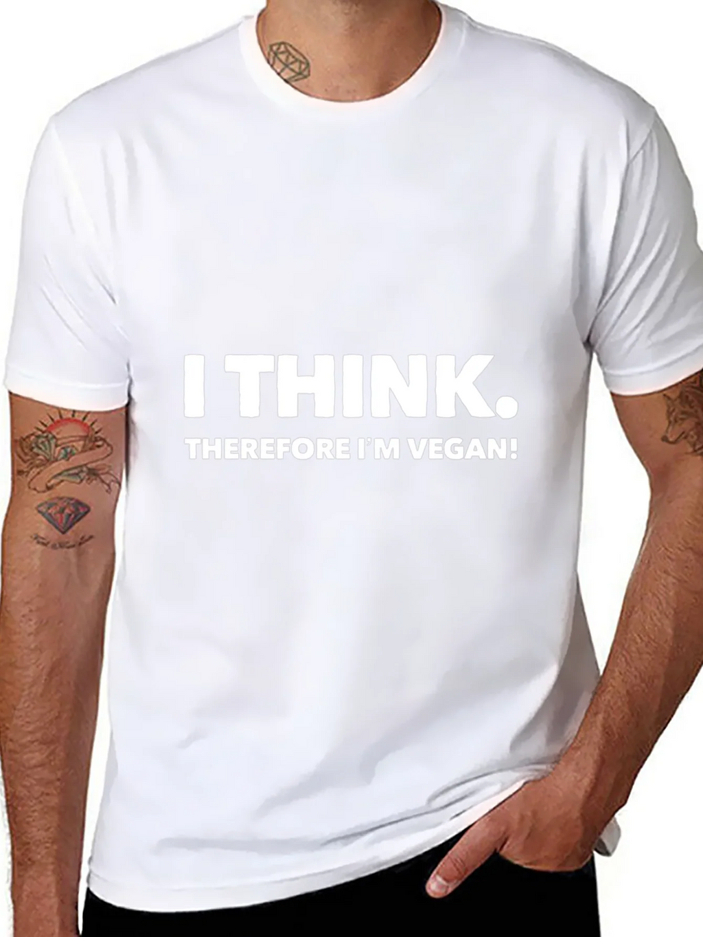 I Think Therefore Im Vegan Black Tee product image 7