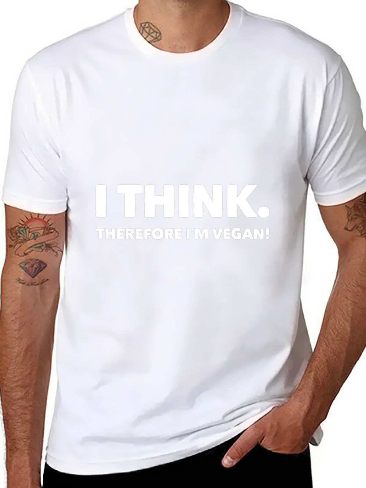 I Think Therefore Im Vegan Black Tee product image 7