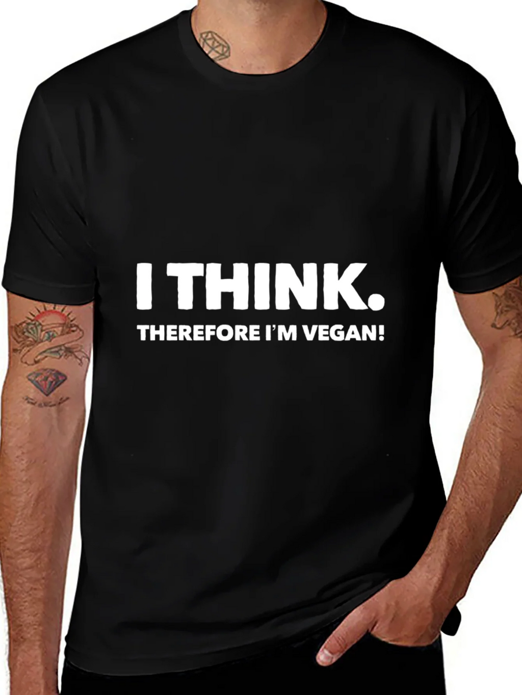 I Think Therefore Im Vegan Black Tee product image 1