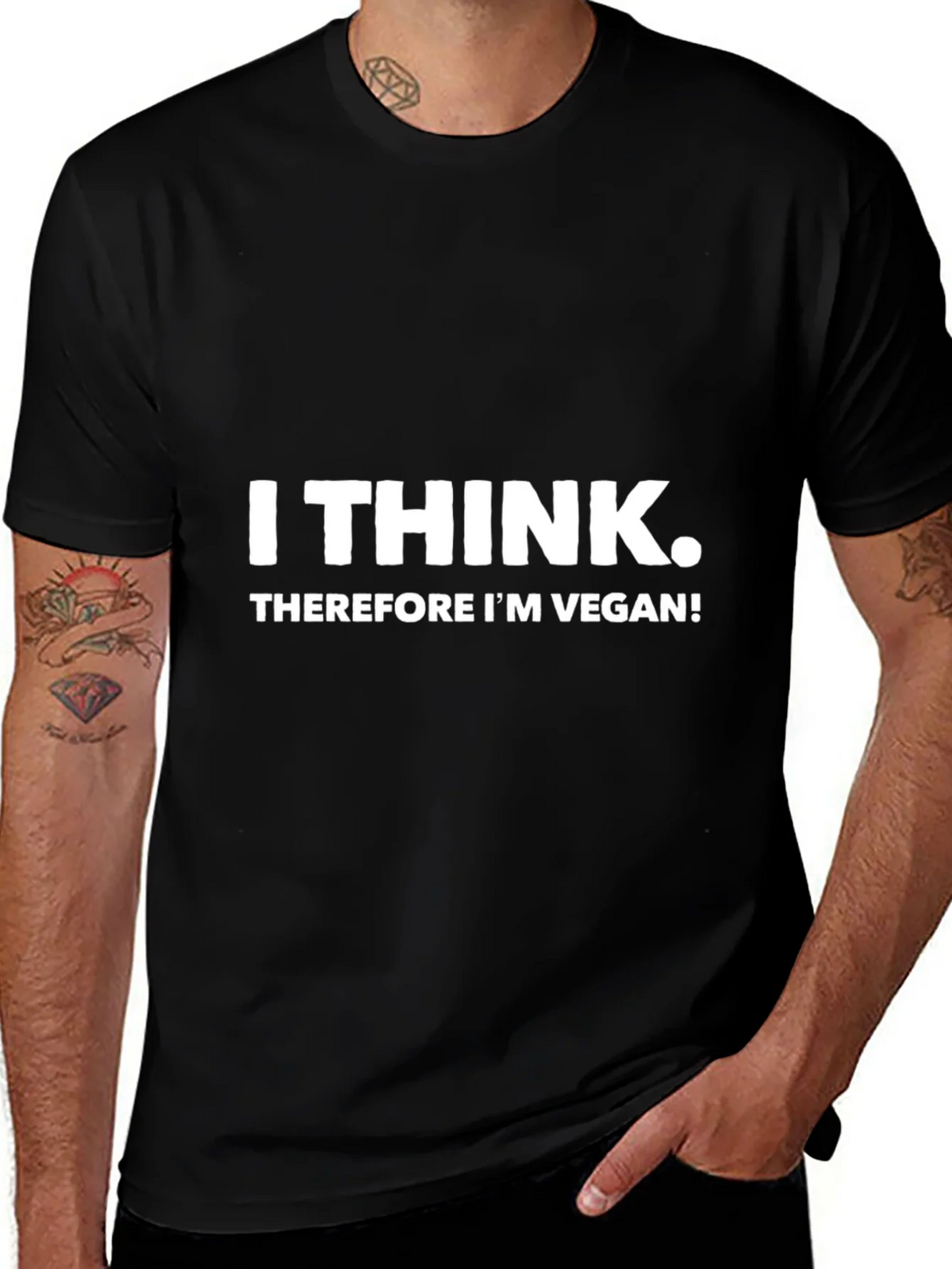 I Think Therefore Im Vegan Black Tee product image 1