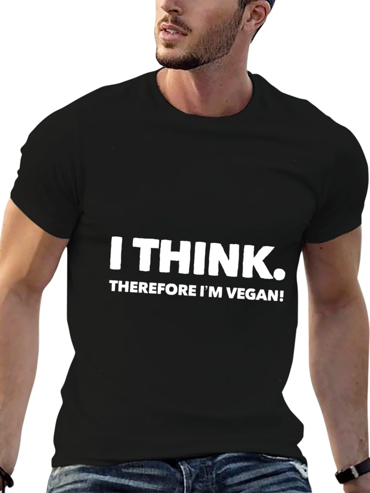 I Think Therefore Im Vegan Black Tee product image 6