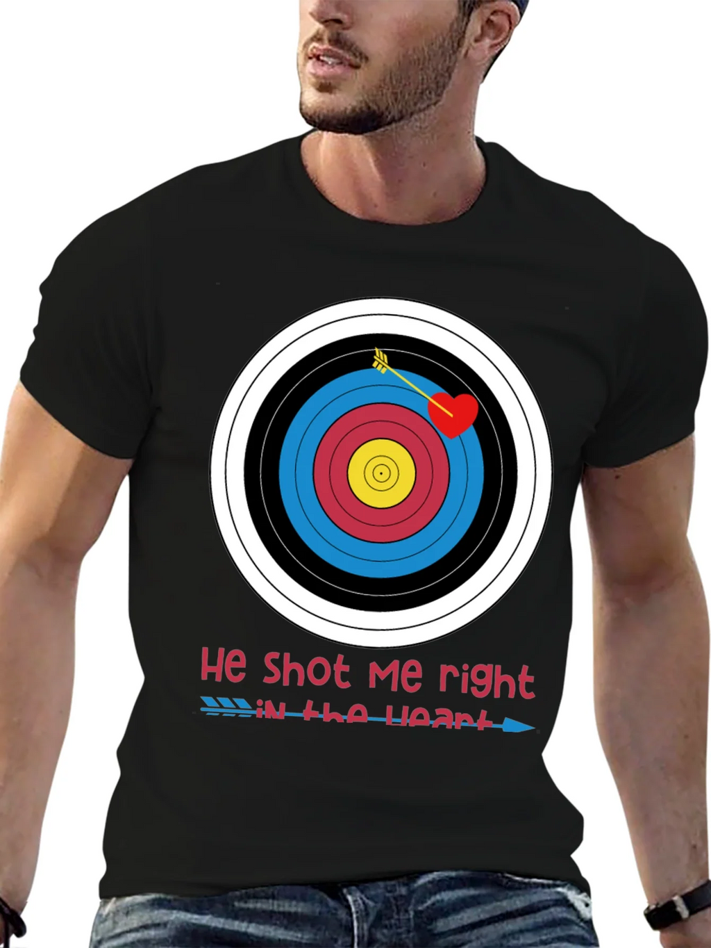 He Shot Me Right in the Heart Valentines T-Shirt product image 5