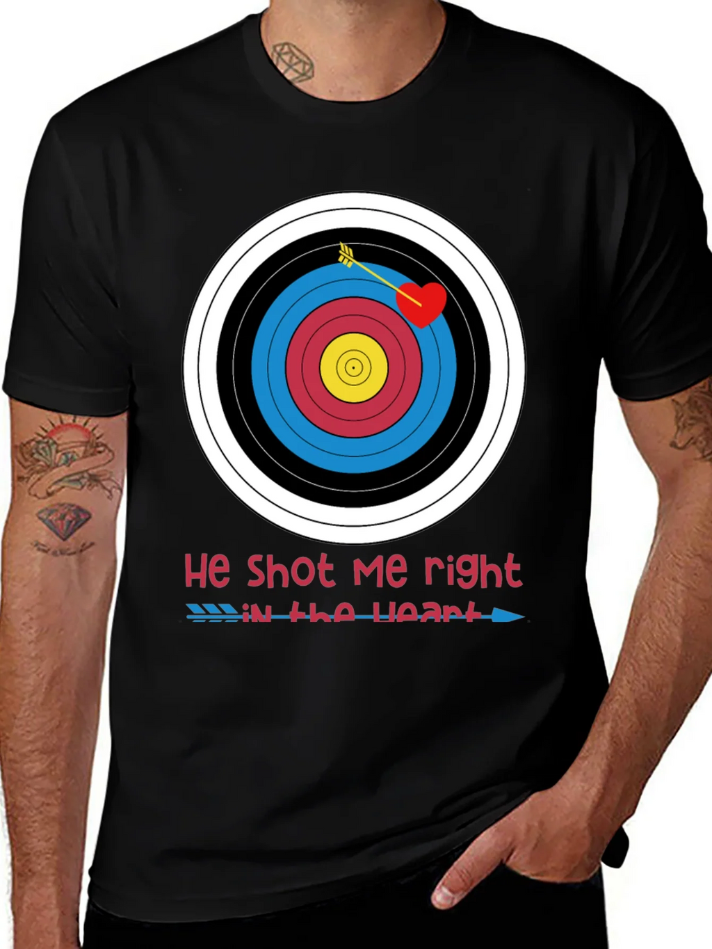 He Shot Me Right in the Heart Valentines T-Shirt product image 1