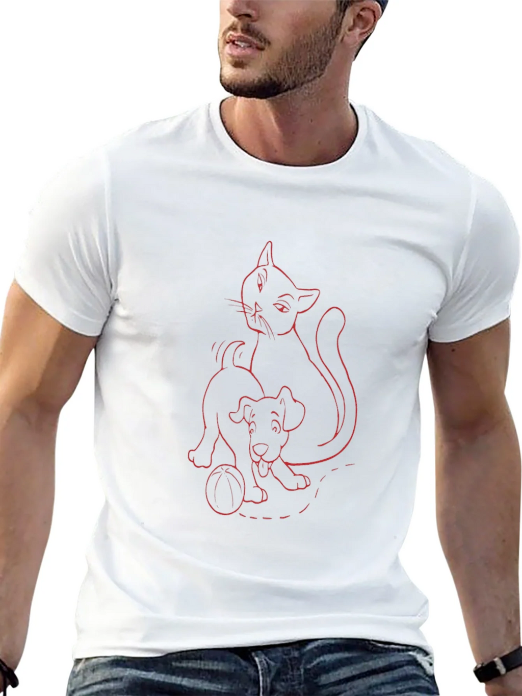 Cat & Dog T-Shirt - Playful Graphic Tee product image 12