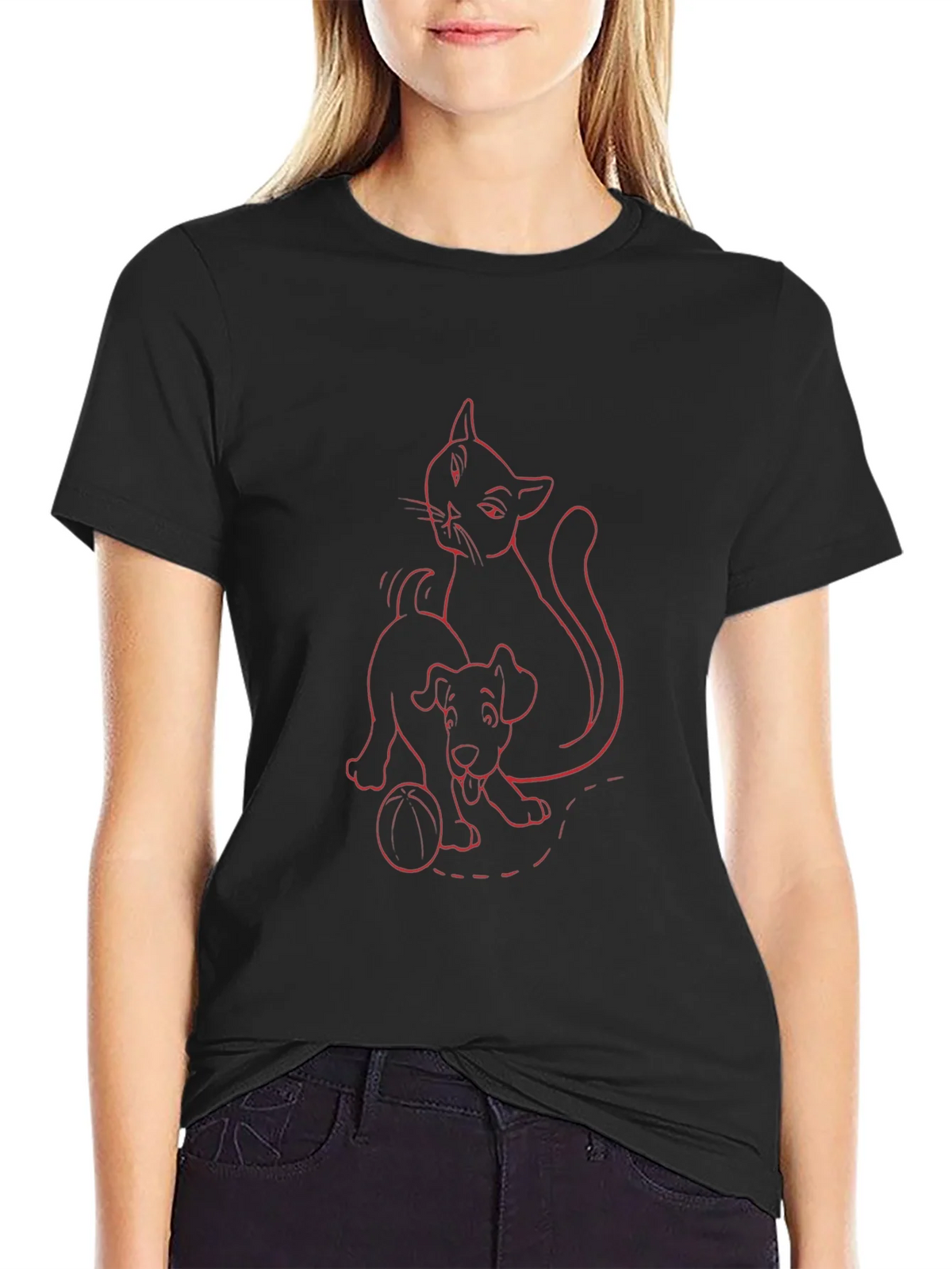Cat & Dog T-Shirt - Playful Graphic Tee product image 2