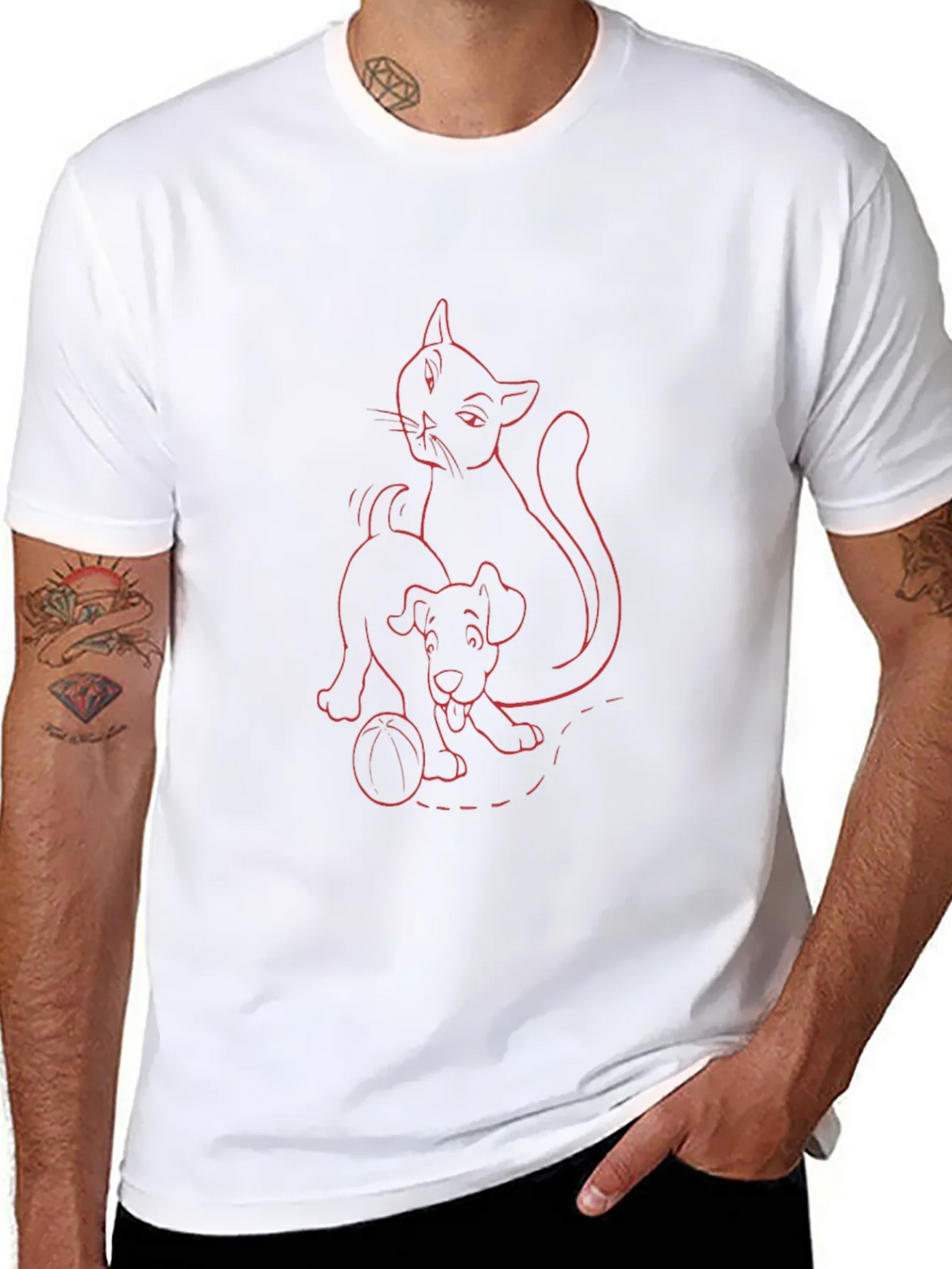 Cat & Dog T-Shirt - Playful Graphic Tee product image 7