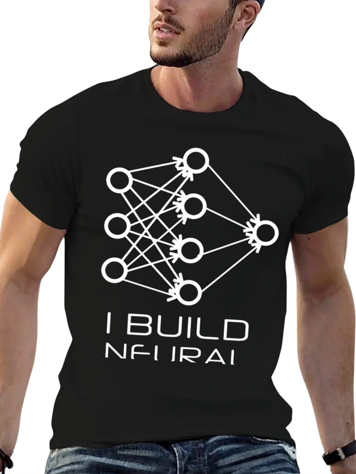 I Build Neural Networks T-Shirt - Black Graphic Tee product image 6