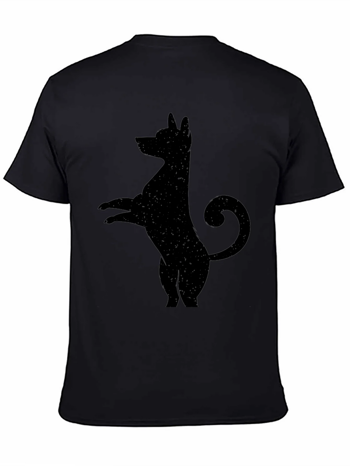 Mens Black T-Shirt with Quirky Dog Silhouette product image 4