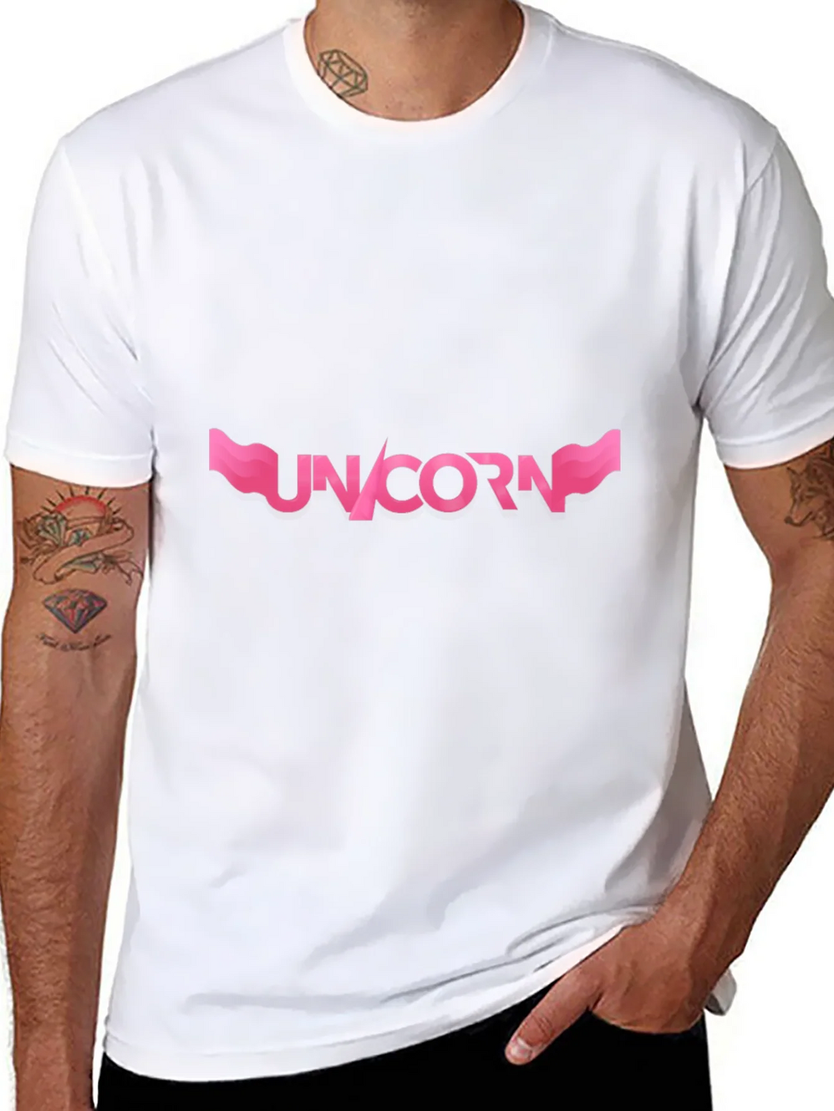 Unicorn Graphic T-Shirt - Pink Design on Black product image 6