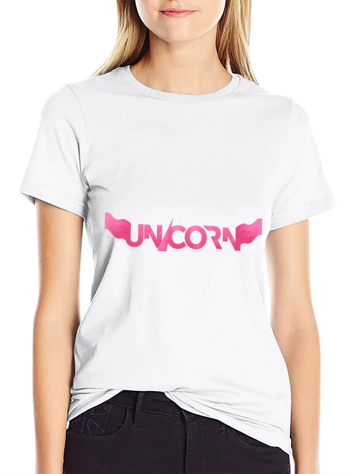 Unicorn Graphic T-Shirt - Pink Design on Black product image 7