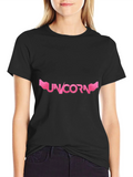 Unicorn Graphic T-Shirt - Pink Design on Black product image 1