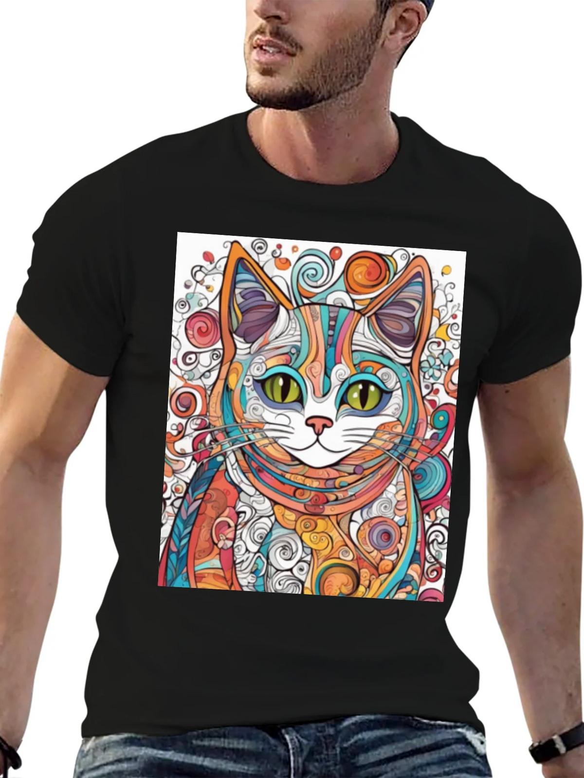 Colorful Abstract Cat T-Shirt product image 6