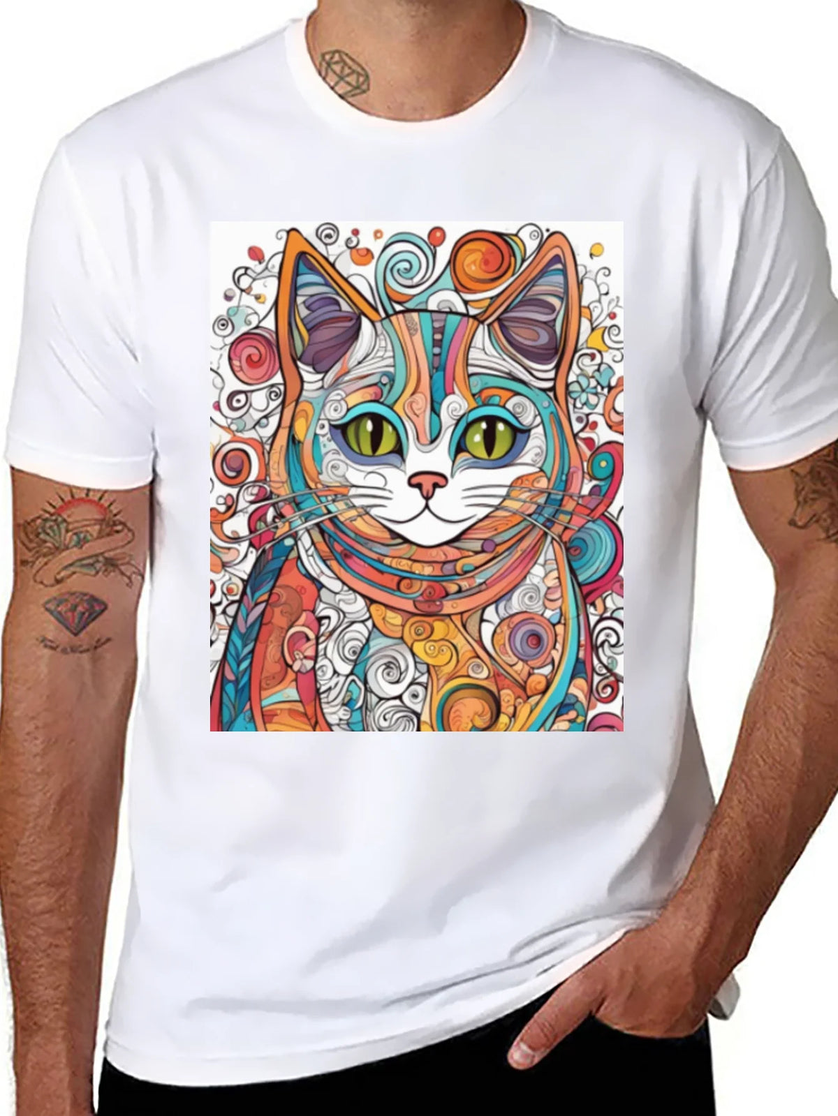 Colorful Abstract Cat T-Shirt product image 7