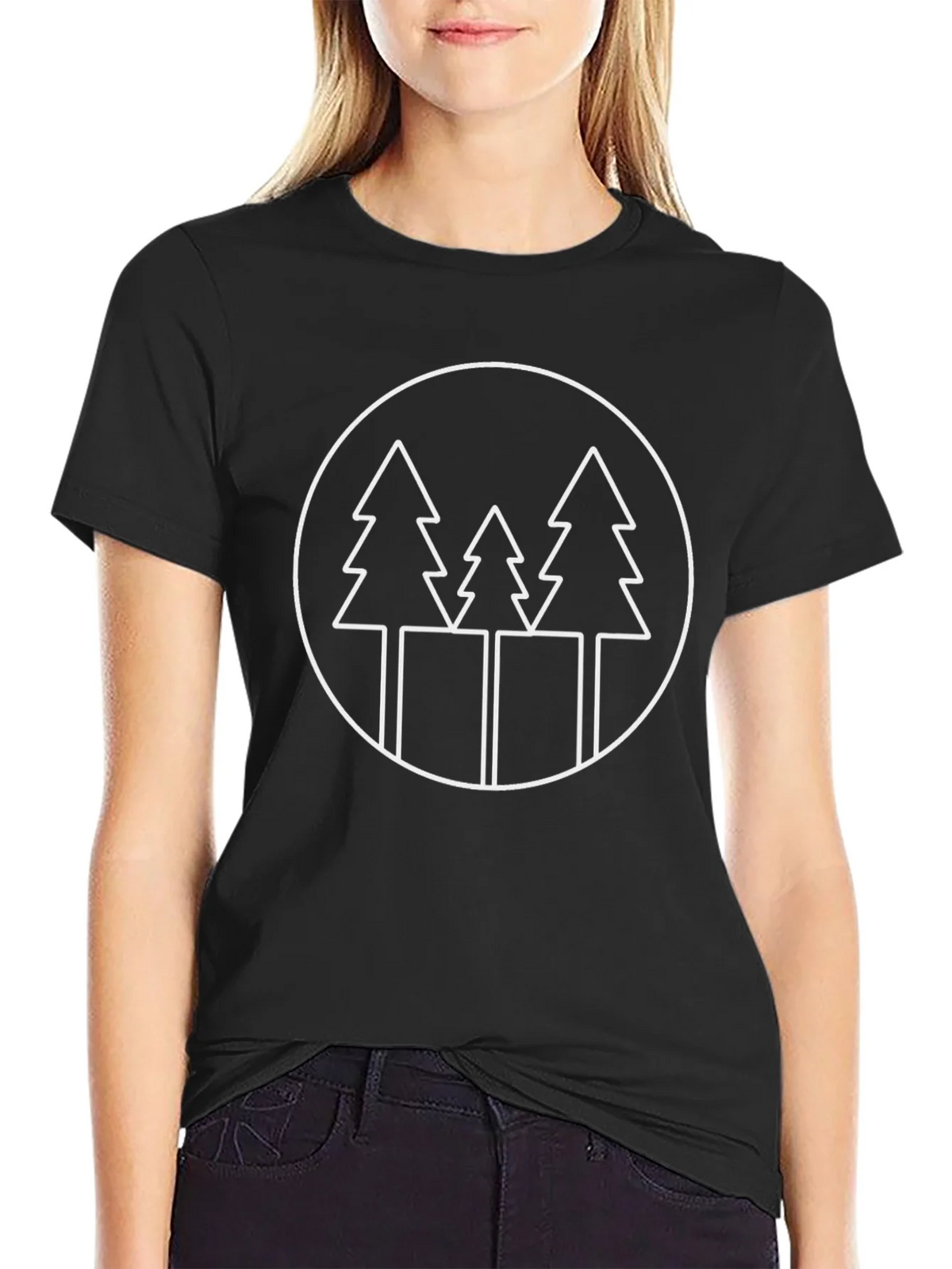 Minimalist Tree Graphic Black T-Shirt product image 1