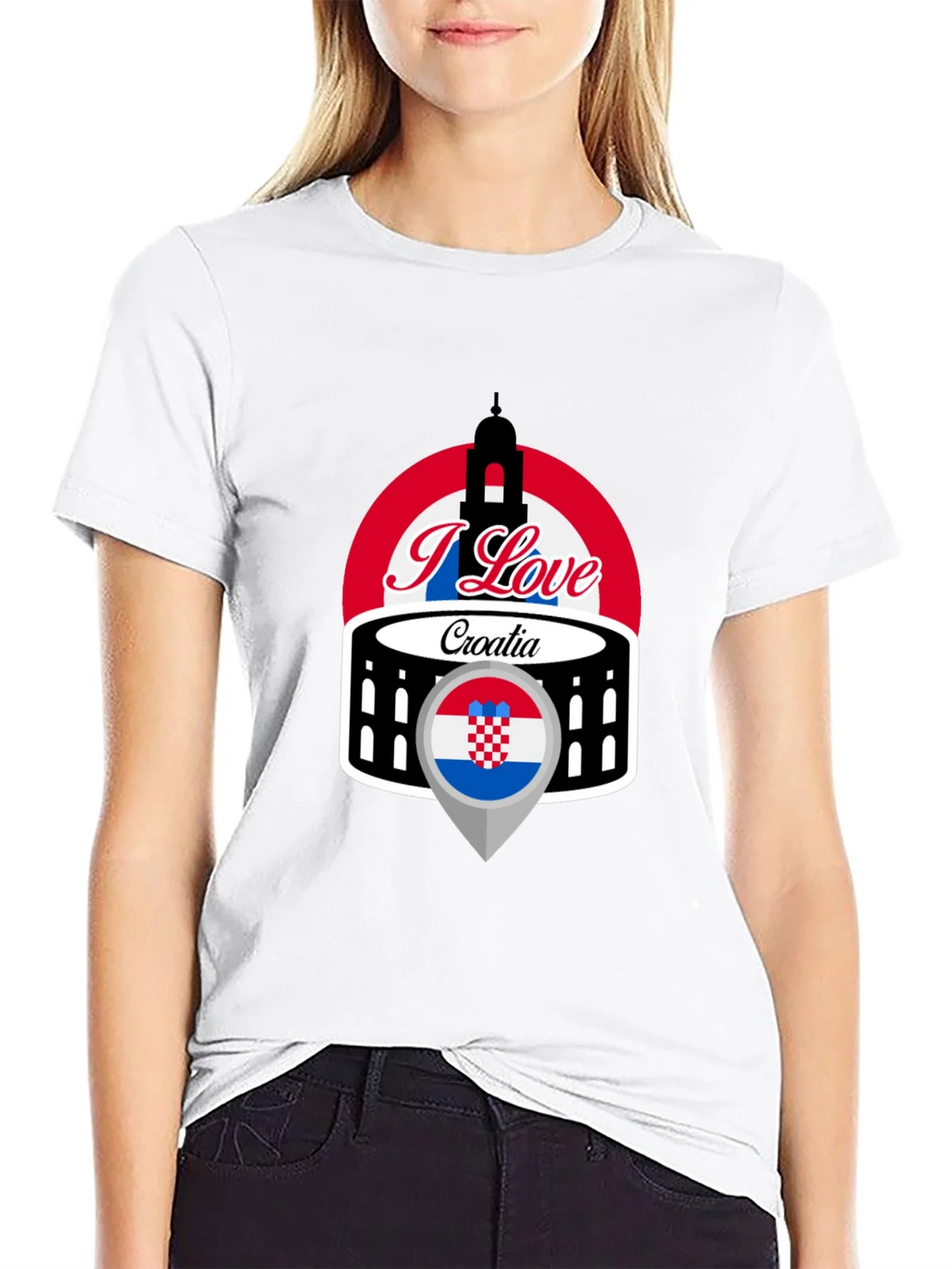 I Love Croatia T-Shirt - Black Graphic Tee product image 8