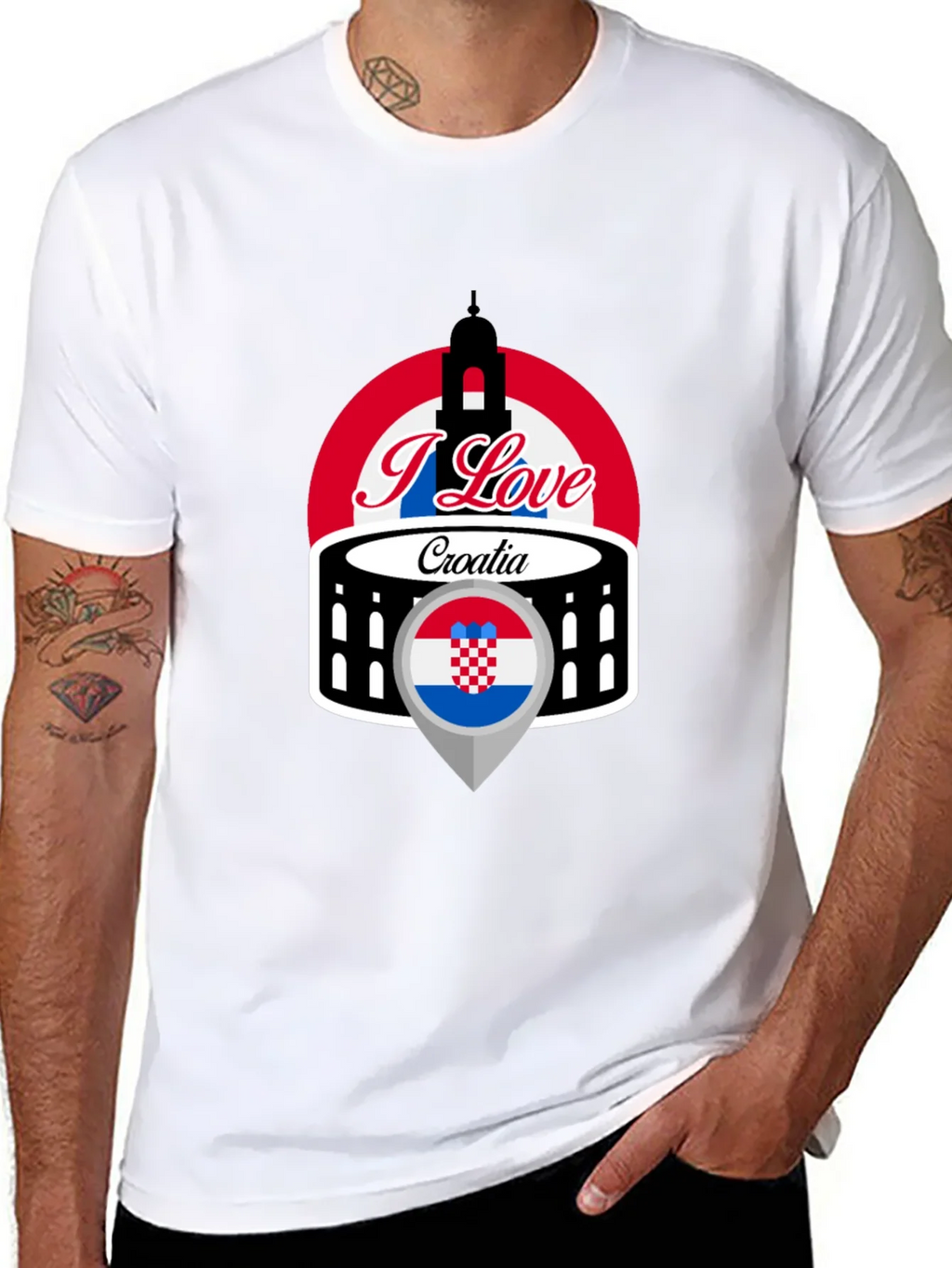 I Love Croatia T-Shirt - Black Graphic Tee product image 7