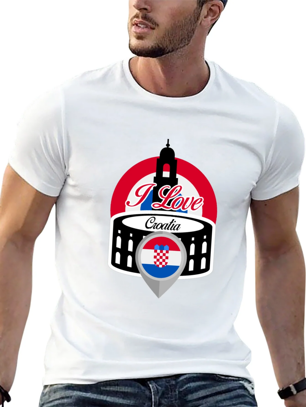 I Love Croatia T-Shirt - Black Graphic Tee product image 12