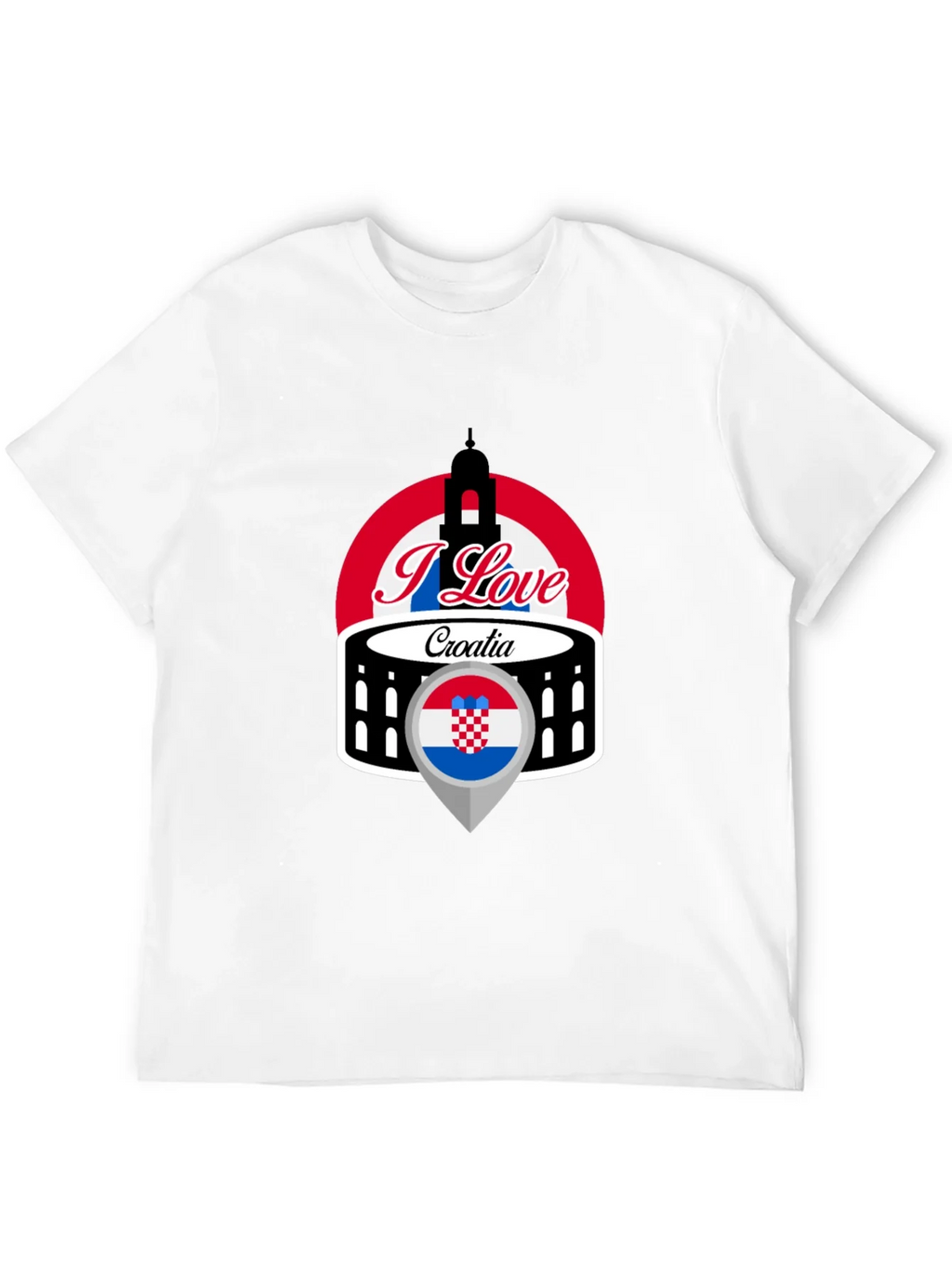 I Love Croatia T-Shirt - Black Graphic Tee product image 11