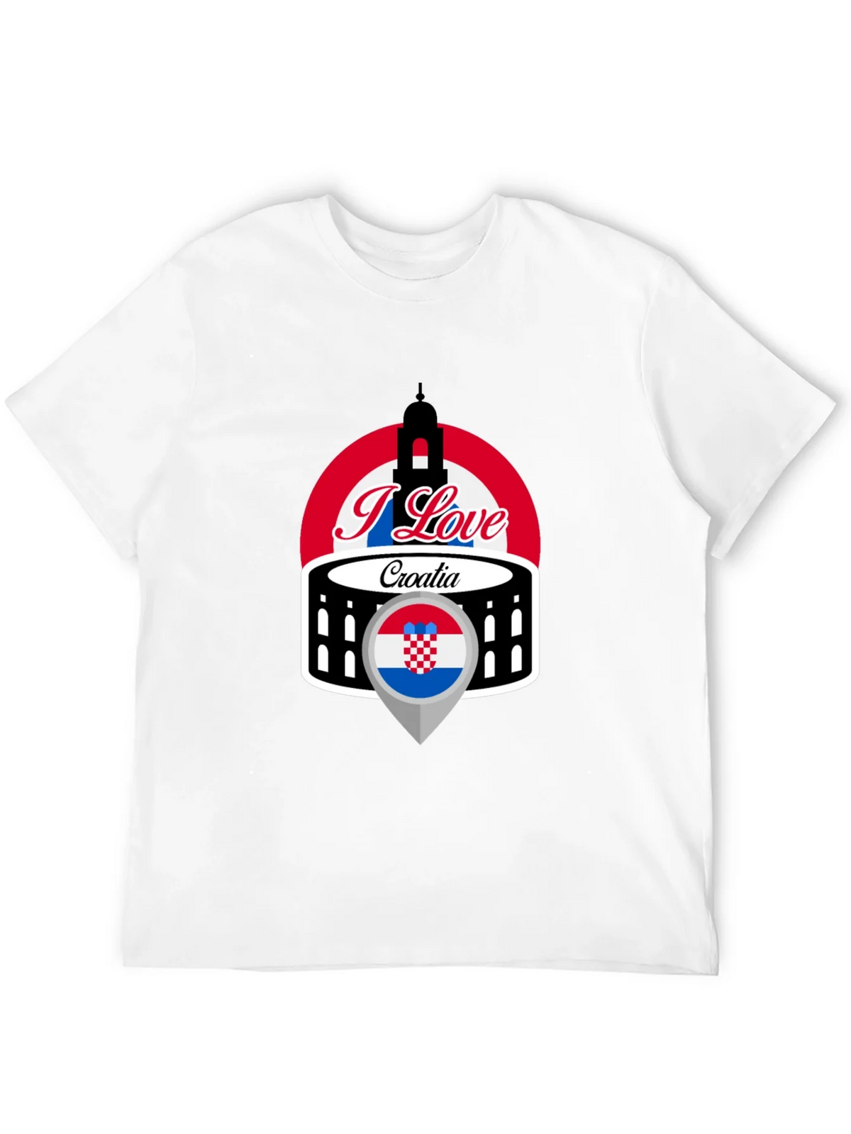 I Love Croatia T-Shirt - Black Graphic Tee product image 11