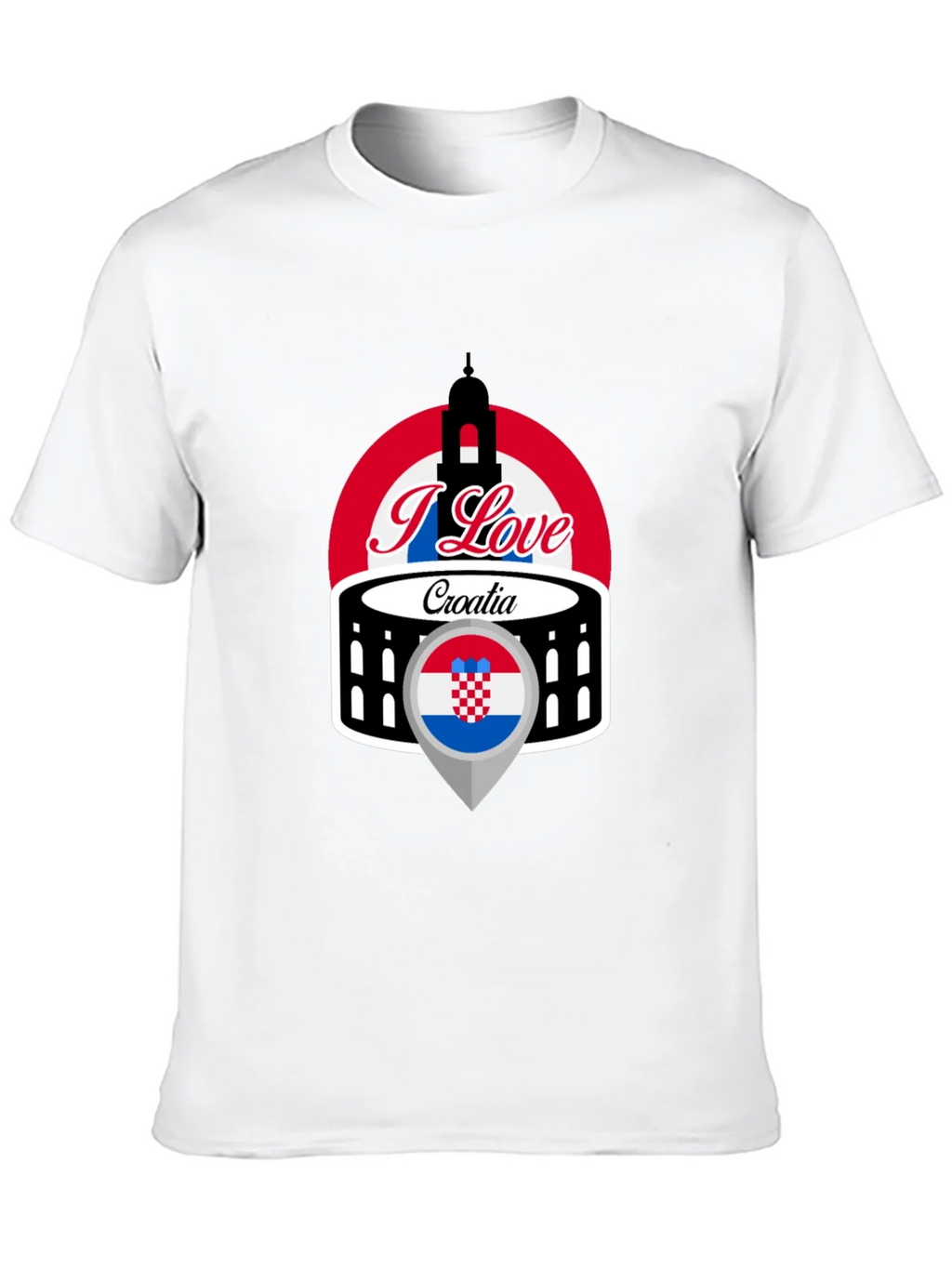 I Love Croatia T-Shirt - Black Graphic Tee product image 9