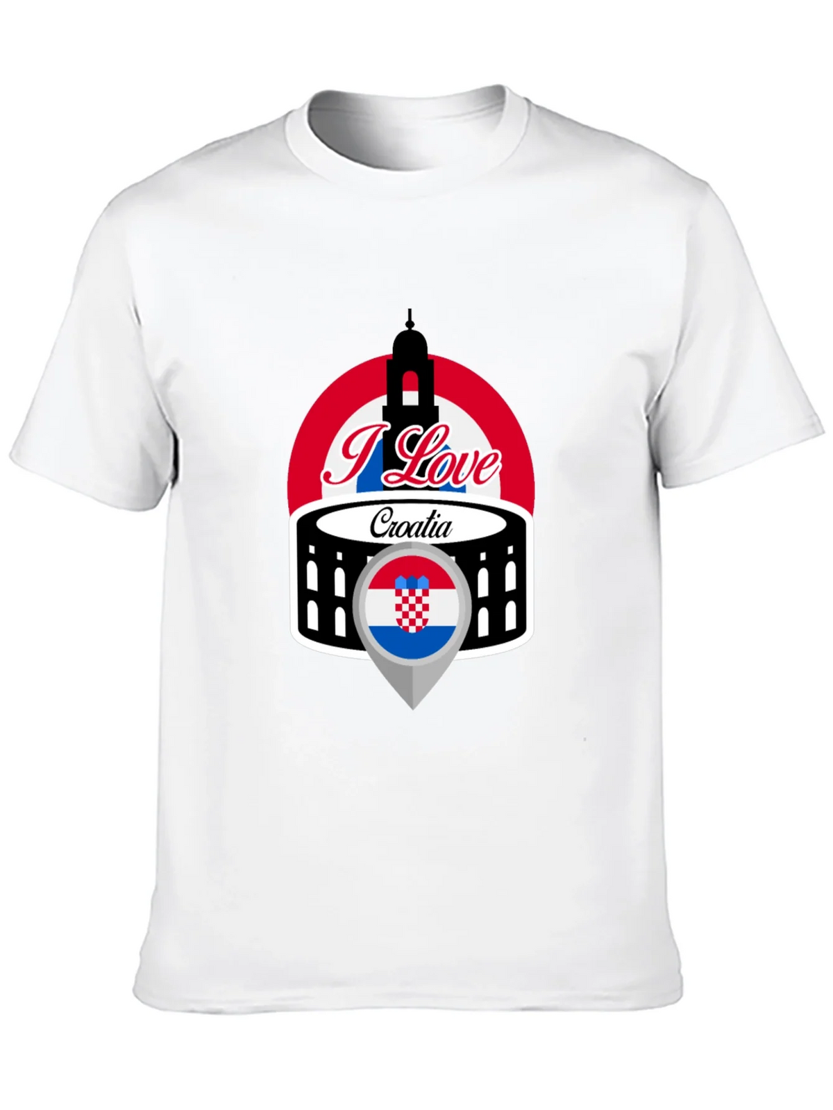 I Love Croatia T-Shirt - Black Graphic Tee product image 9