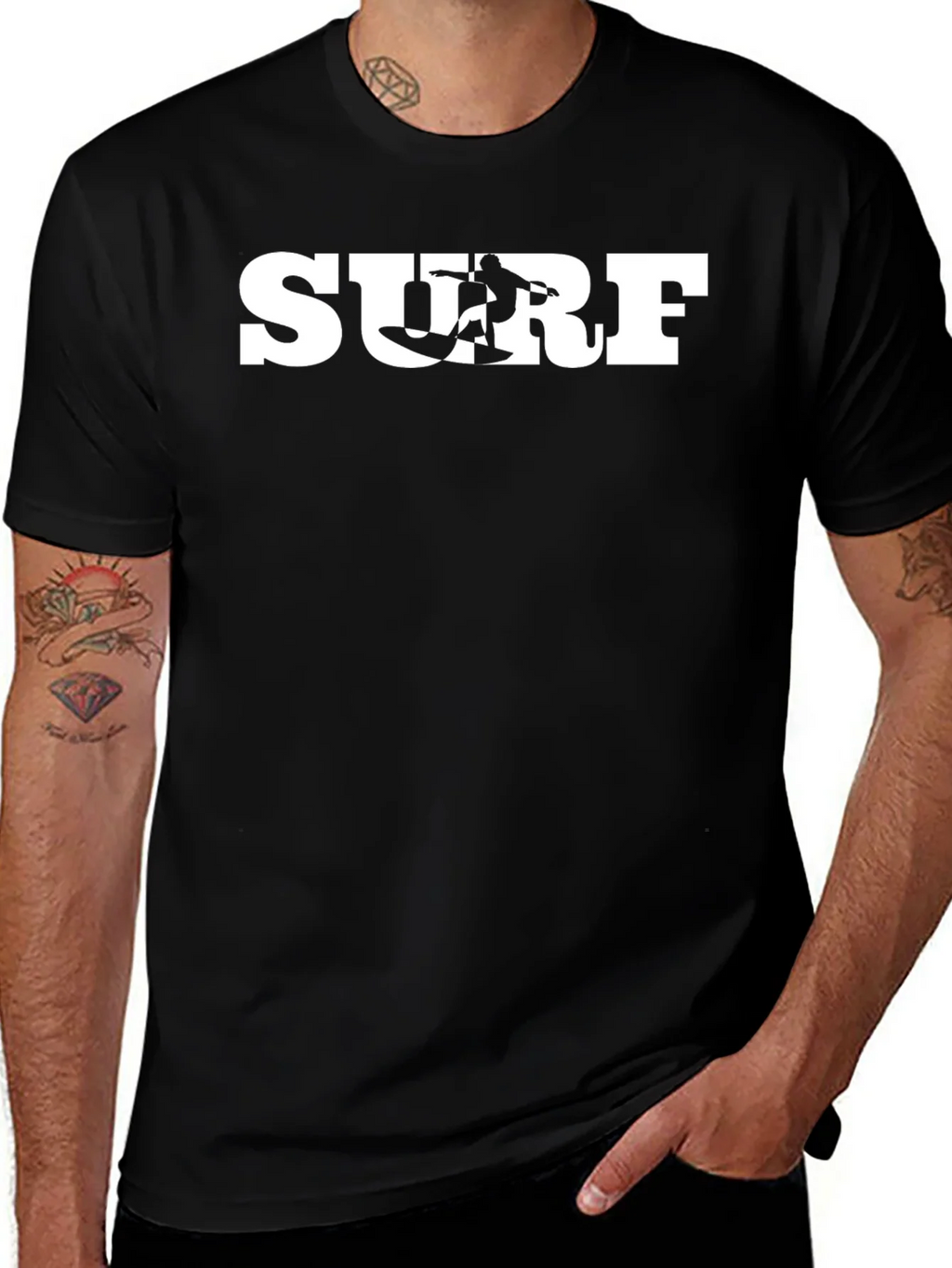 Surf Graphic Tee - Black Cotton T-Shirt product image 1