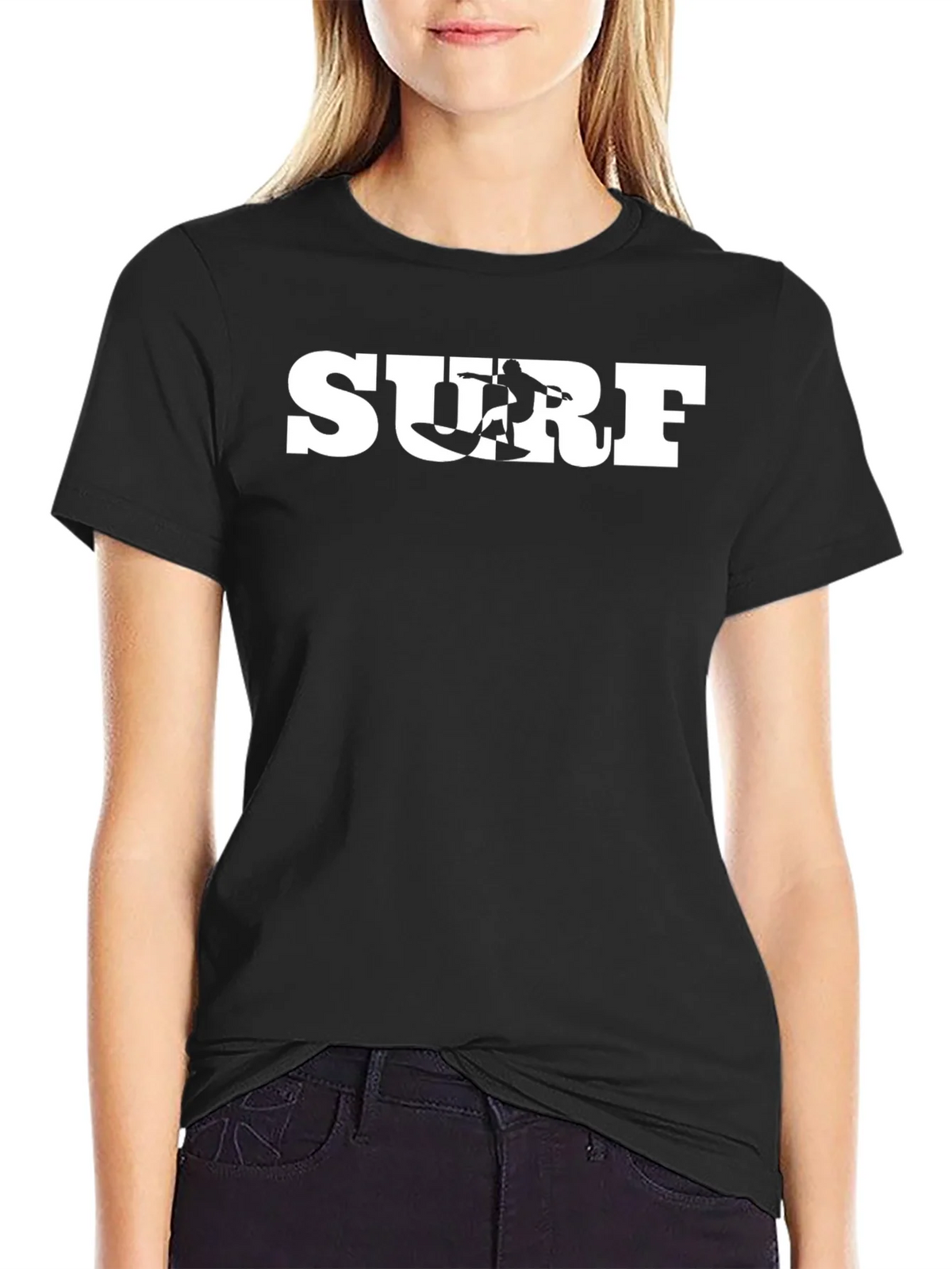 Surf Graphic Tee - Black Cotton T-Shirt product image 2