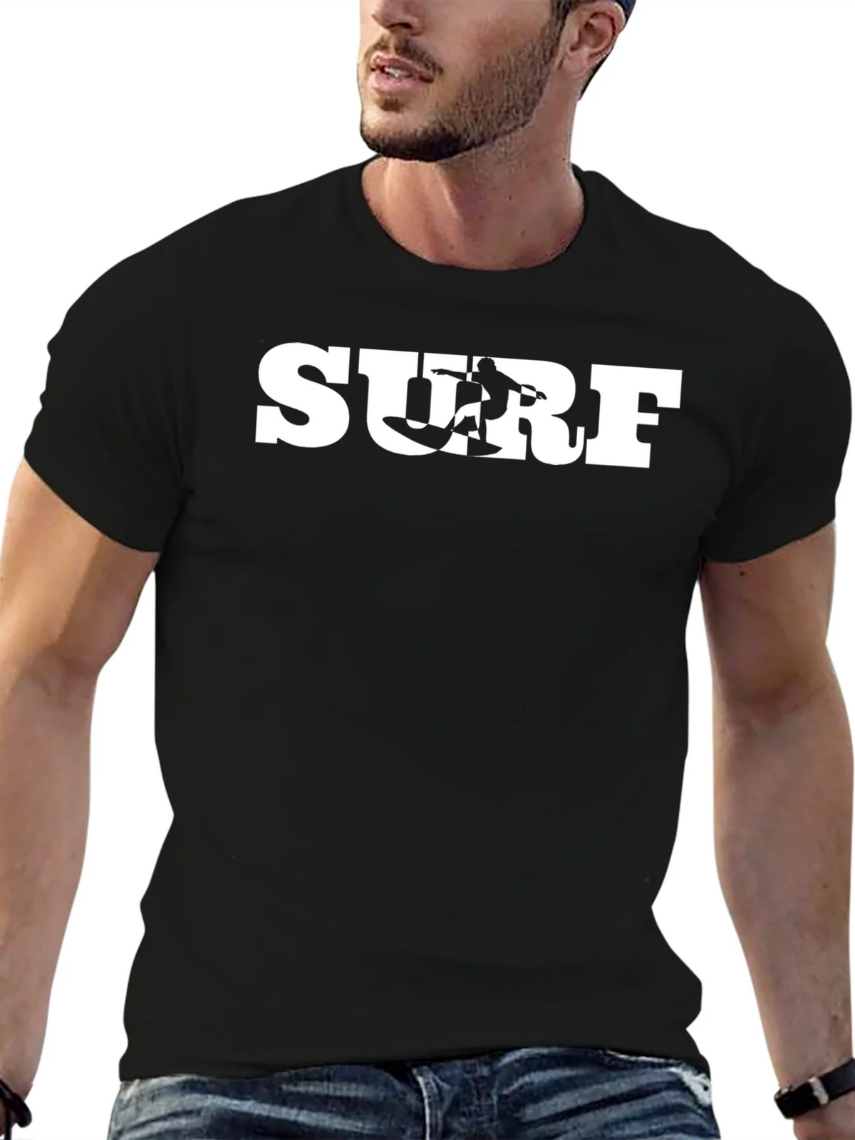 Surf Graphic Tee - Black Cotton T-Shirt product image 6